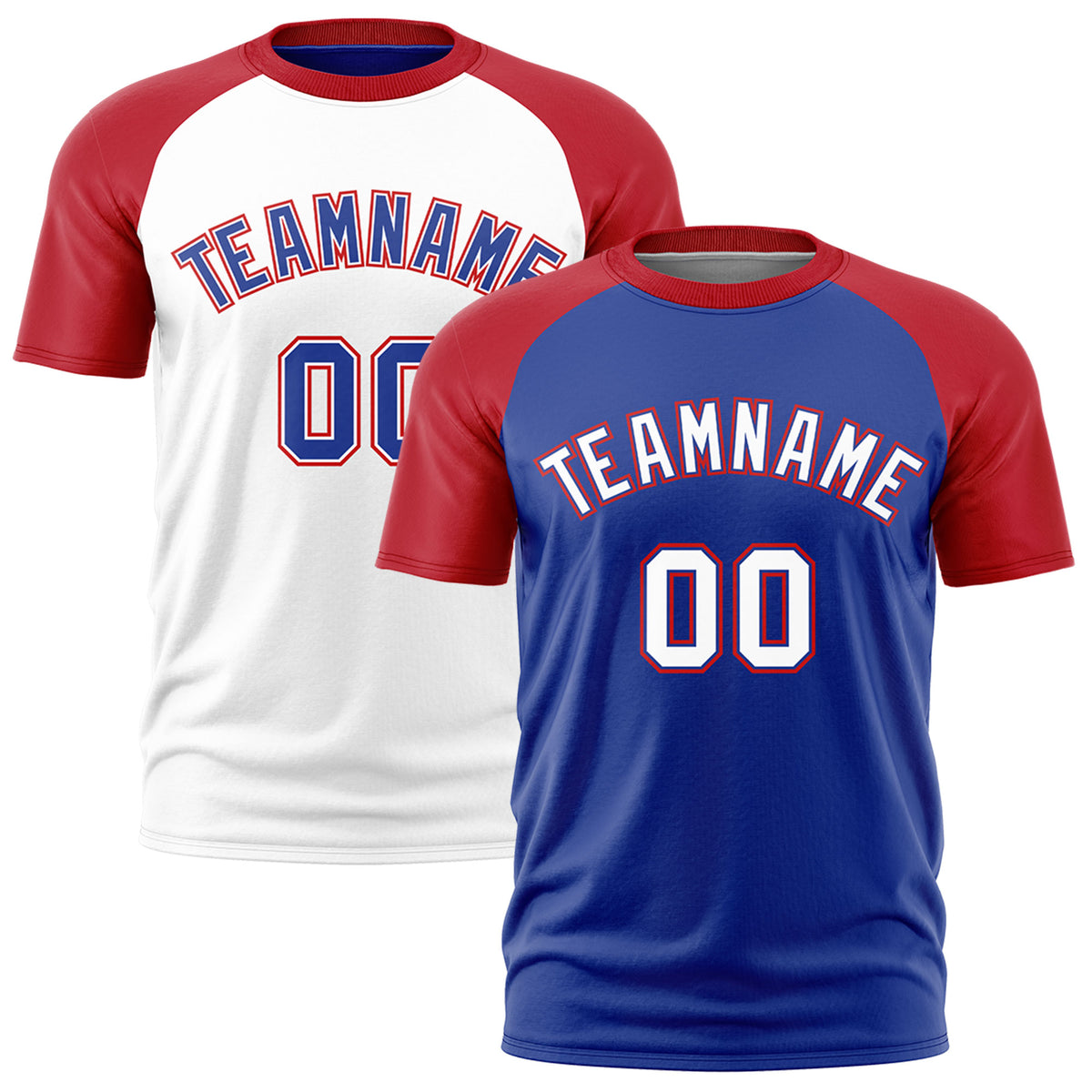 Custom Royal Blue Red White Reversible Raglan Sleeves Quick Dry T-shirt| KXKSHOP