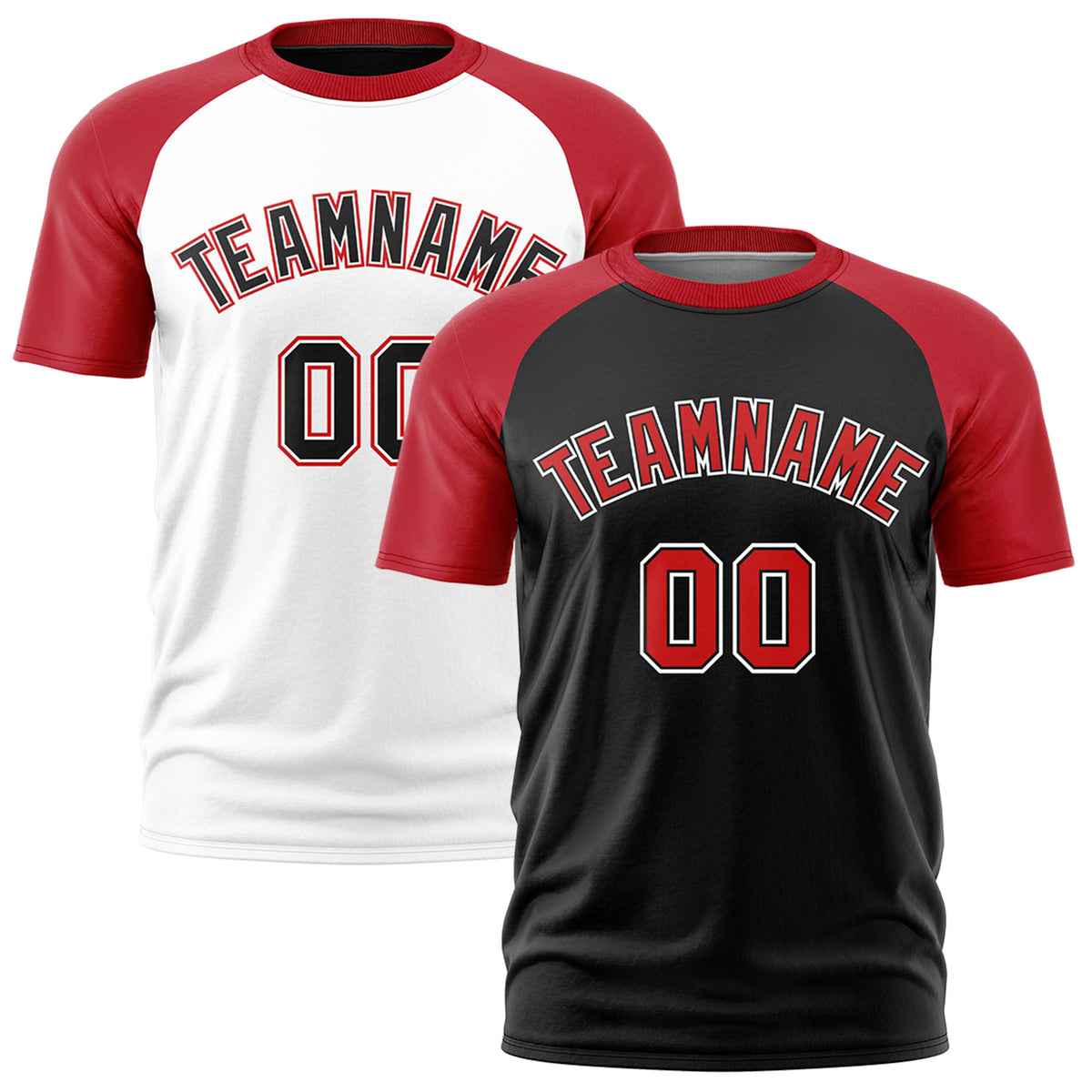 Custom Red Black White Reversible Raglan Sleeves Moisture-Wicking T-shirt| KXKSHOP