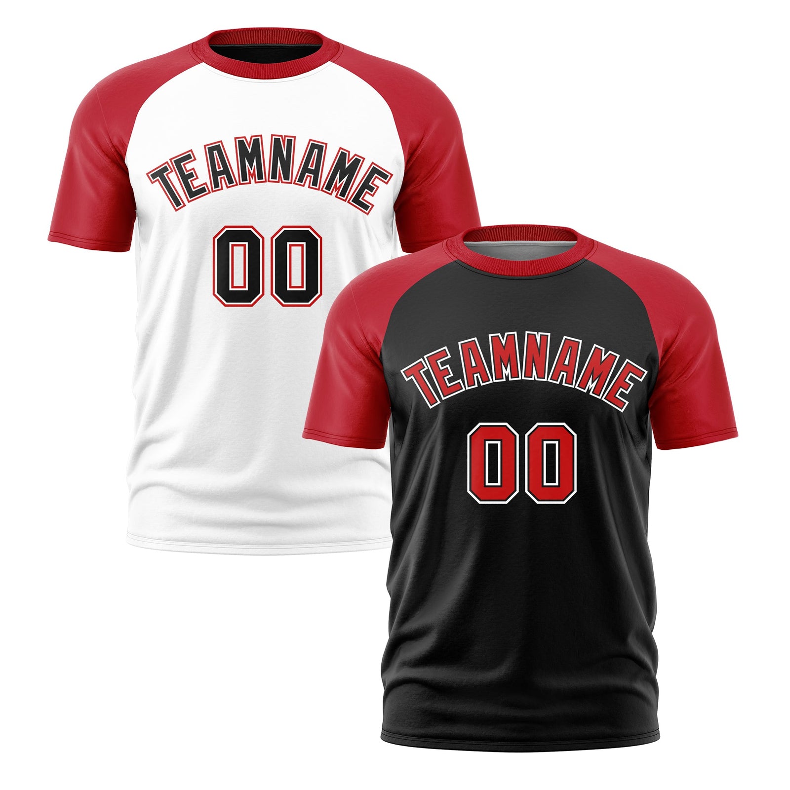 Custom Red Black White Reversible Raglan Sleeves Moisture-Wicking T-shirt| KXKSHOP