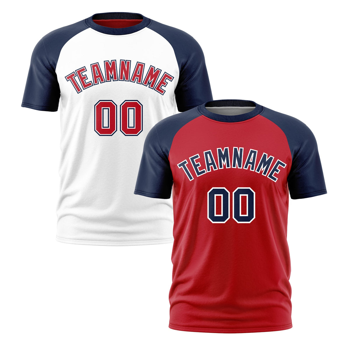 Custom Red Navy White Reversible Raglan Sleeves Quick Dry T-shirt| KXKSHOP