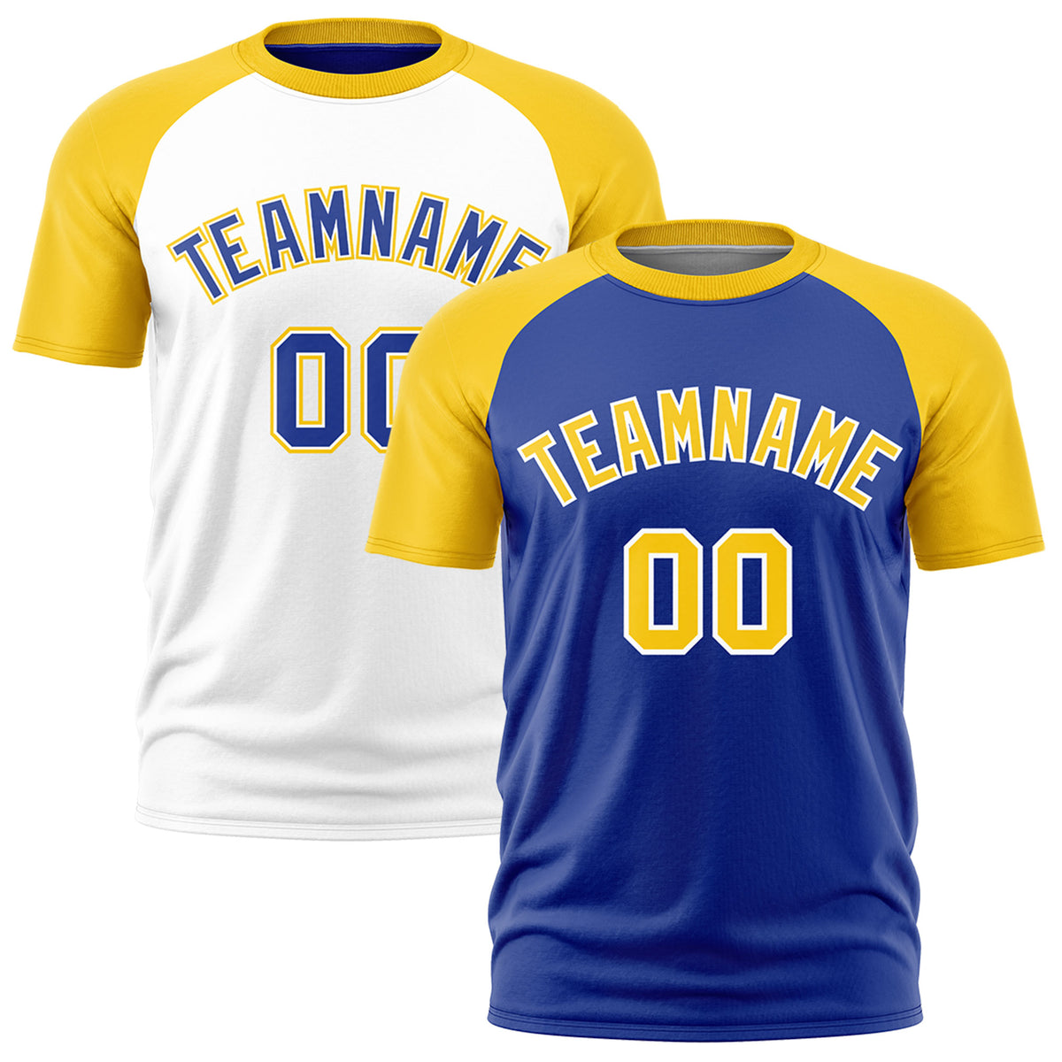 Custom Royal Blue Gold White Reversible Raglan Sleeves Quick Dry T-shirt| KXKSHOP