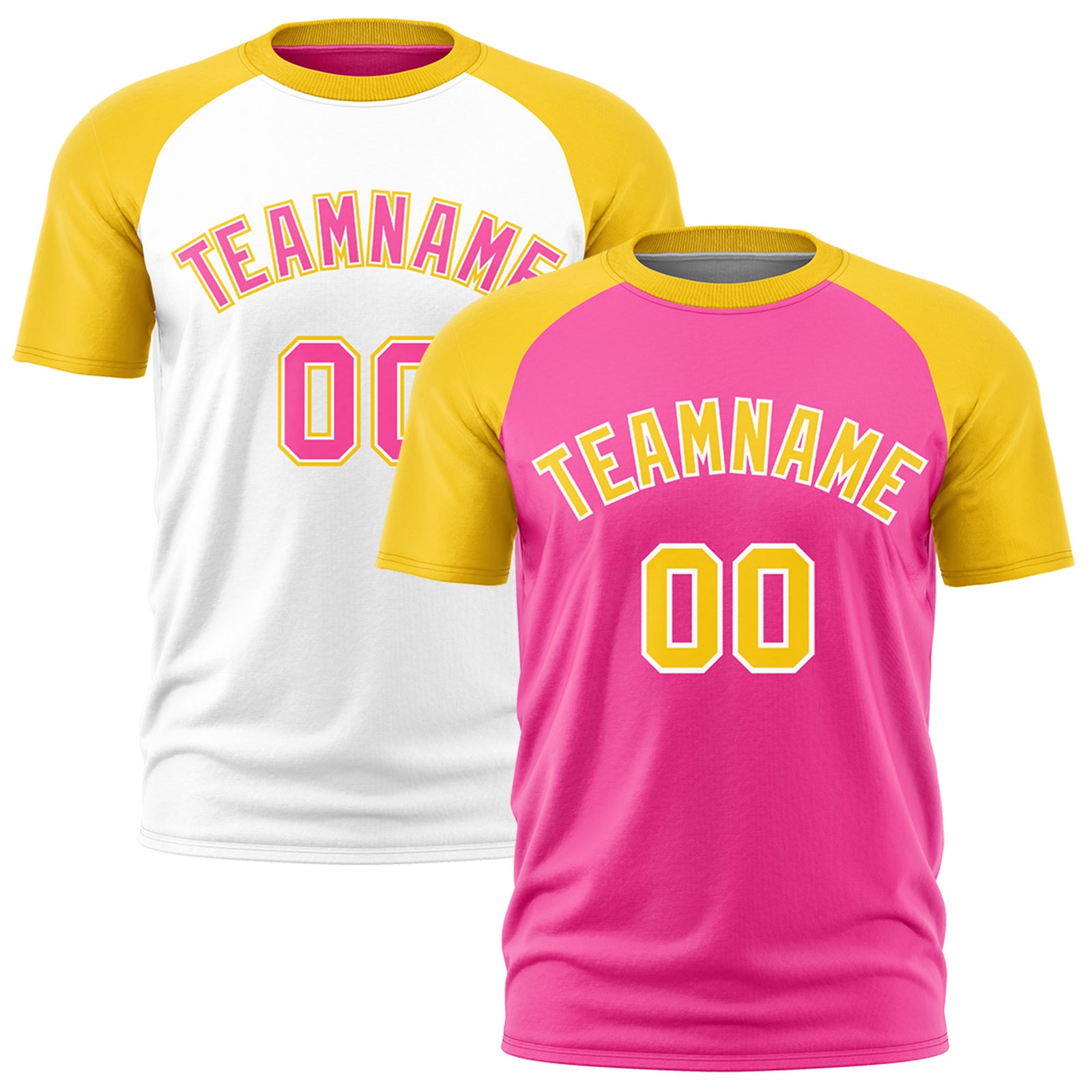 Custom Pink Gold White Reversible Raglan Sleeves Quick Dry T-shirt| KXKSHOP