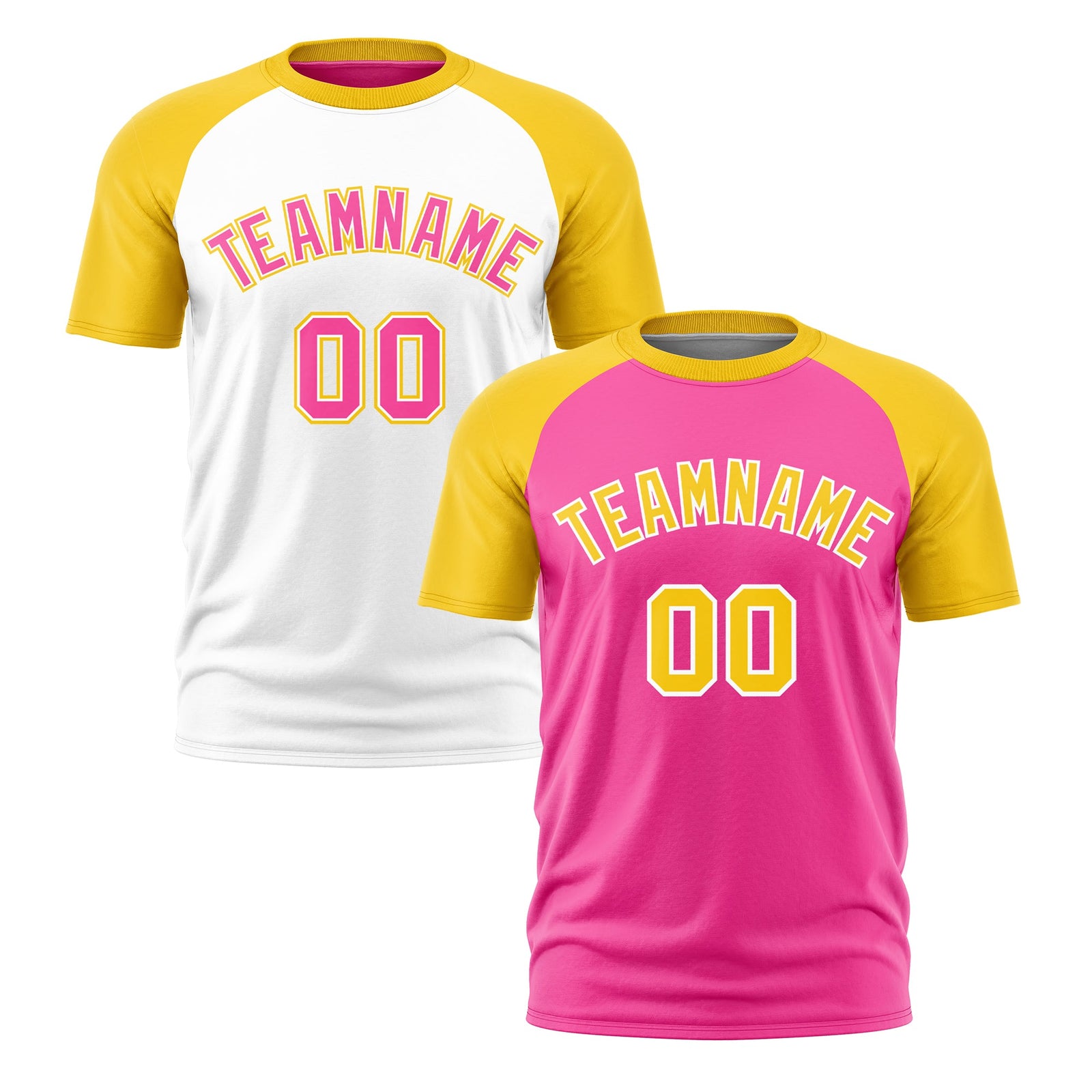 Custom Pink Gold White Reversible Raglan Sleeves Quick Dry T-shirt| KXKSHOP