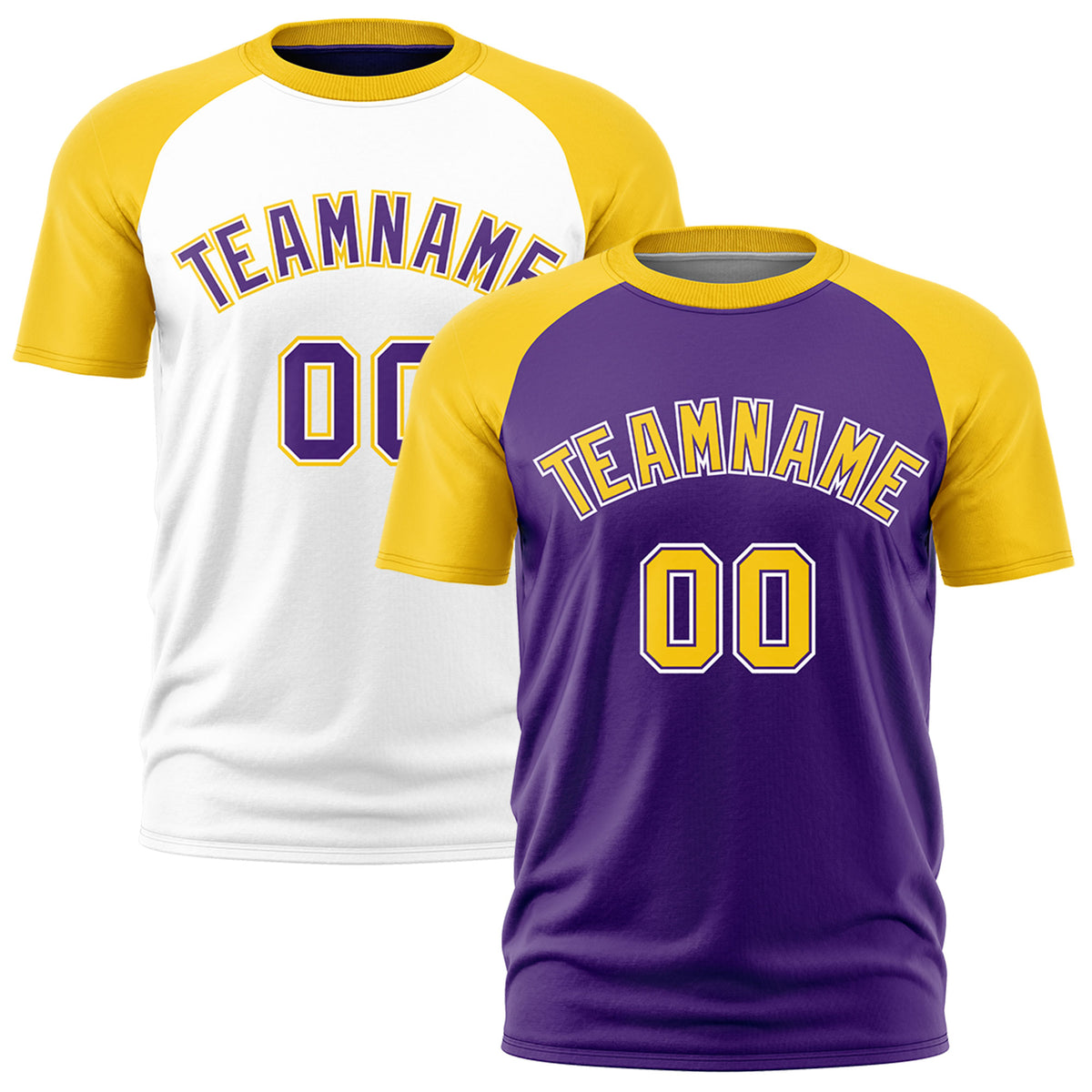 Custom Purple Gold White Reversible Raglan Sleeves Quick Dry T-shirt| KXKSHOP