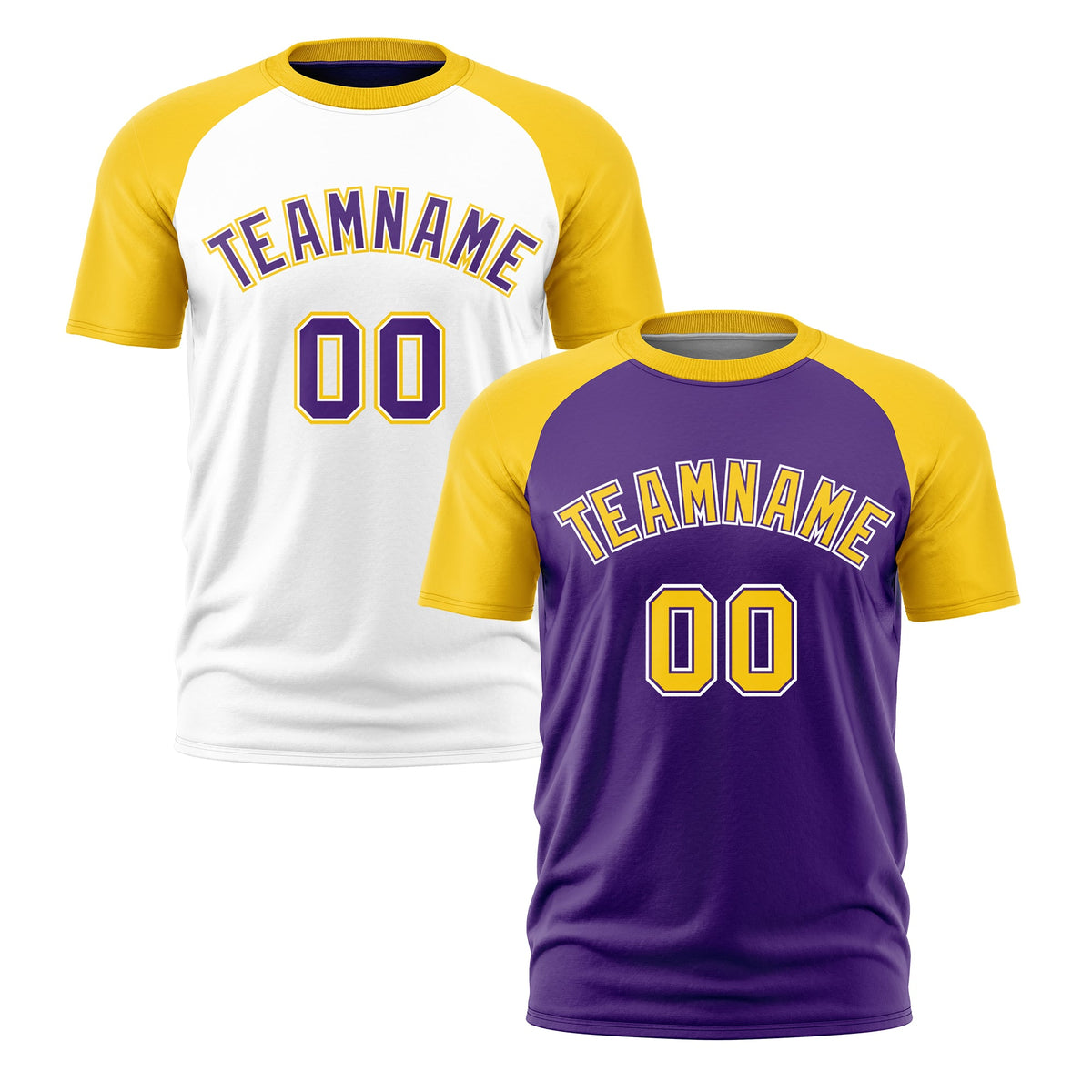 Custom Purple Gold White Reversible Raglan Sleeves Quick Dry T-shirt| KXKSHOP