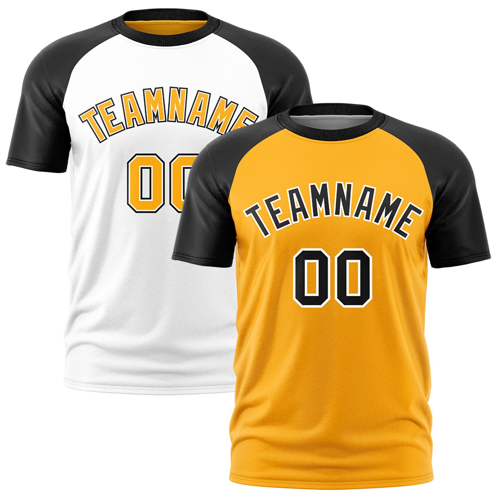 Custom Yellow Black White Reversible Raglan Sleeves Quick Dry T-shirt| KXKSHOP