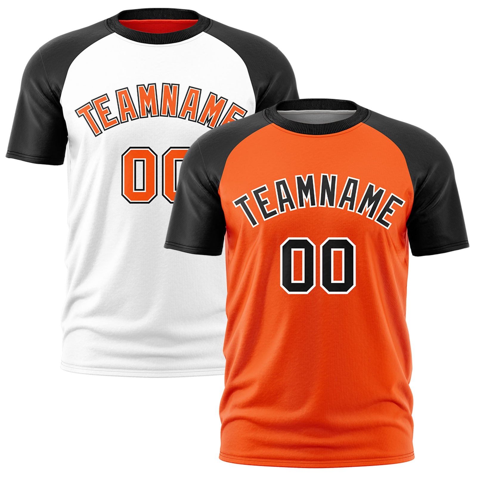 Custom Orange Black White Reversible Raglan Sleeves Moisture-Wicking T-shirt| KXKSHOP
