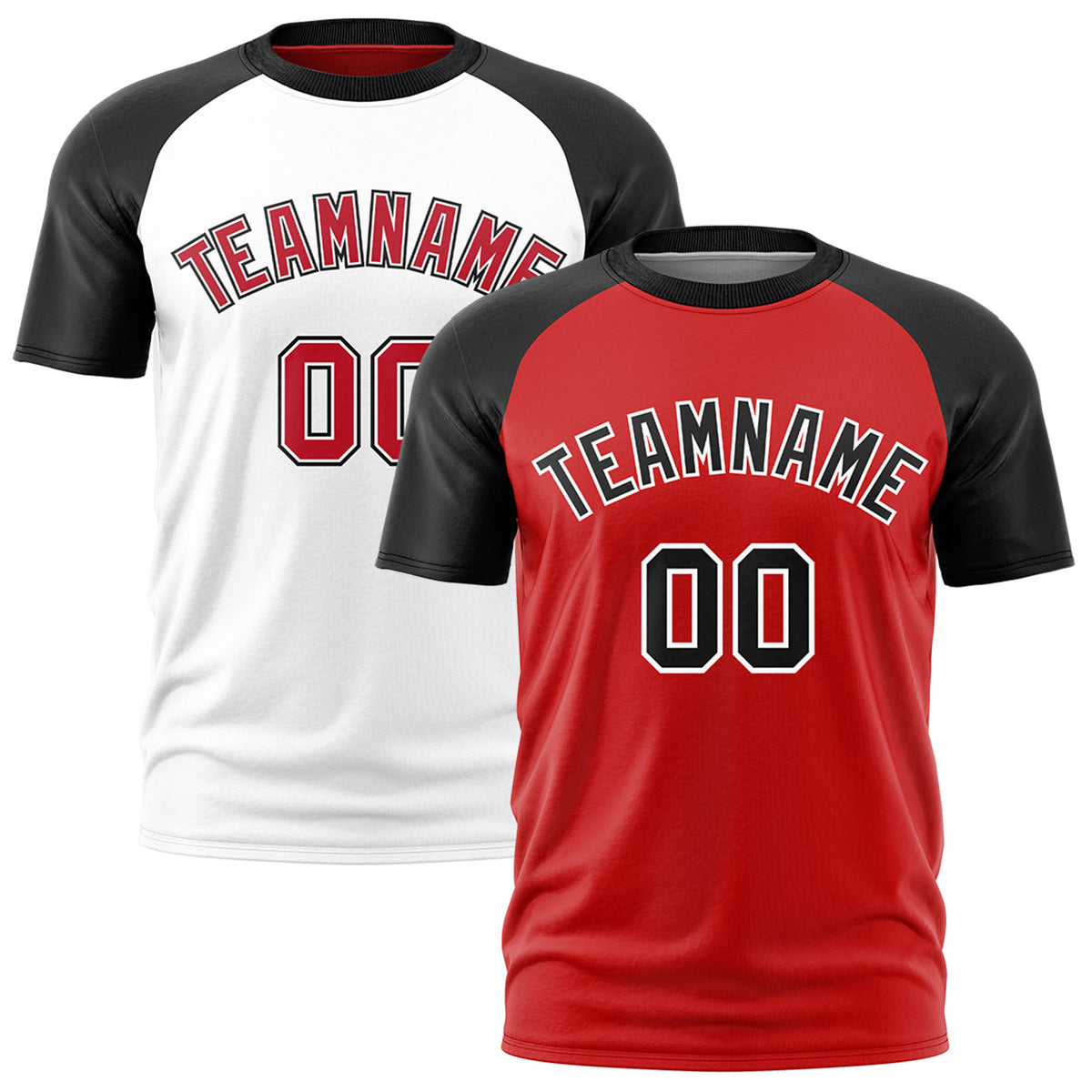 Custom Red Black White Reversible Raglan Sleeves Quick Dry T-shirt| KXKSHOP