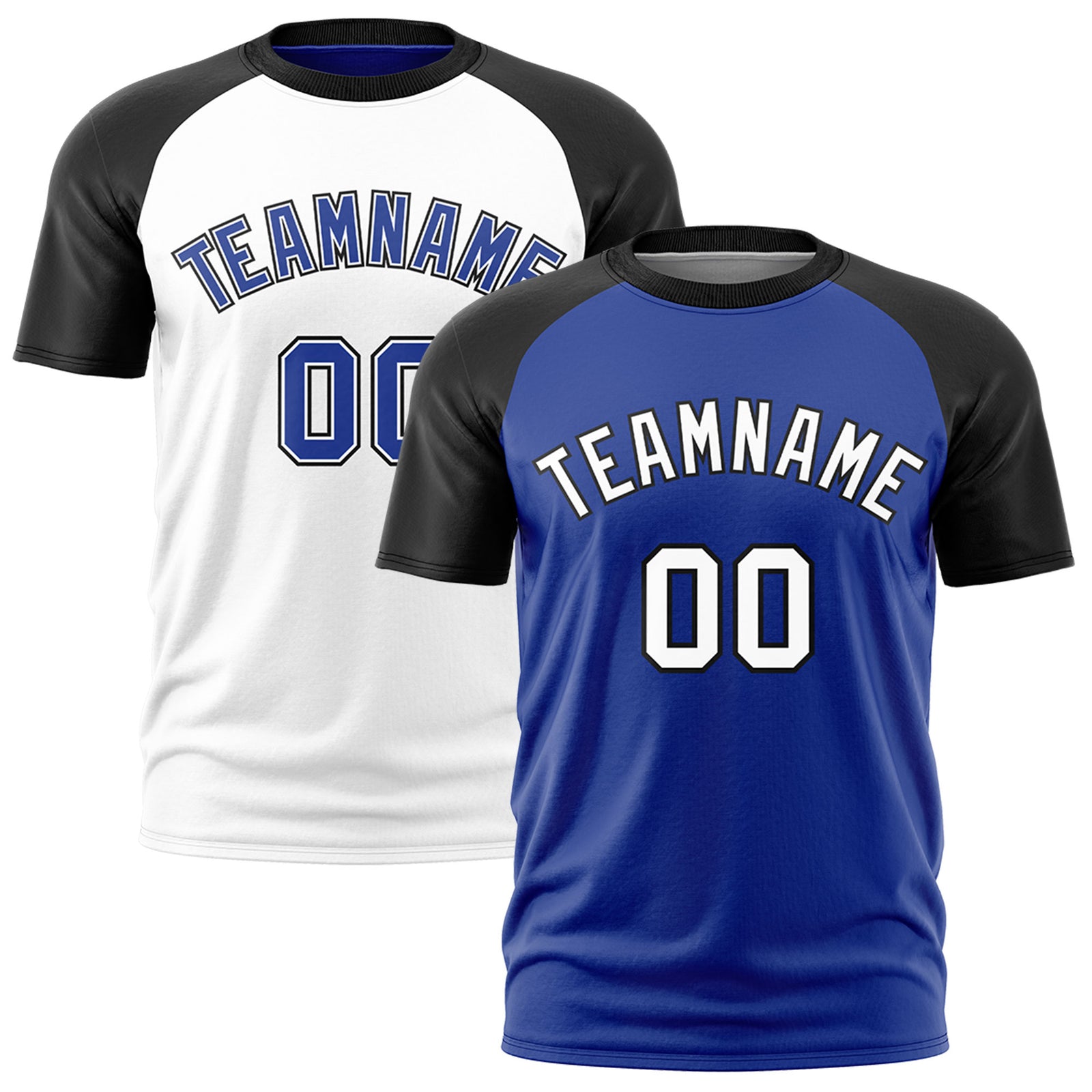 Custom Royal Blue Black White Reversible Raglan Sleeves Moisture-Wicking T-shirt| KXKSHOP