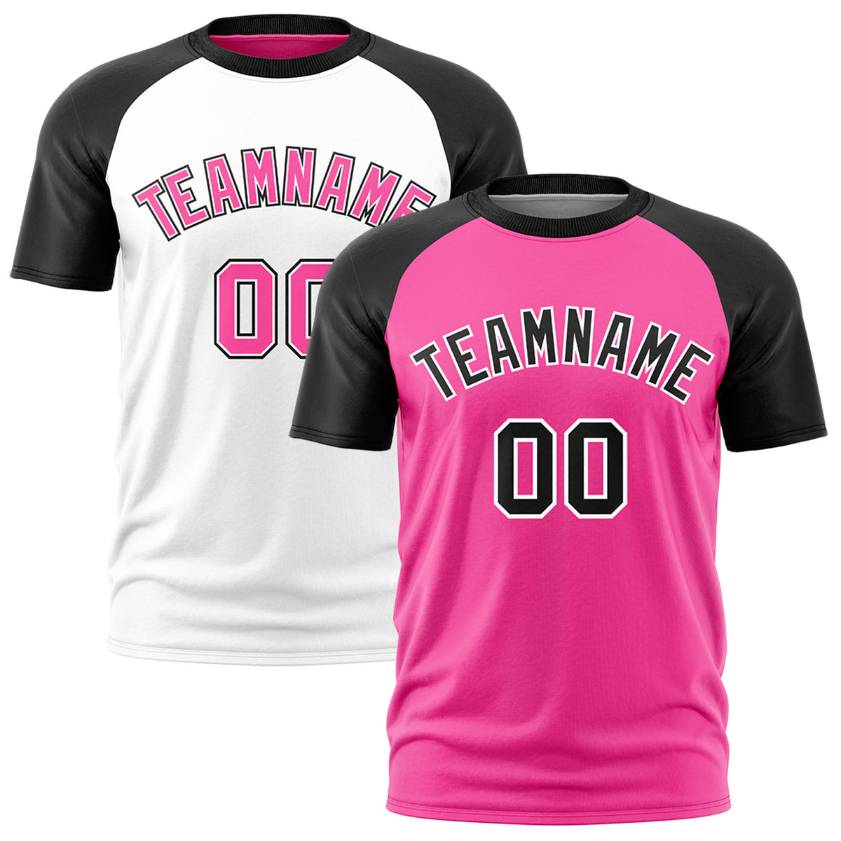 Custom Pink Black White Reversible Raglan Sleeves Moisture-Wicking T-shirt| KXKSHOP