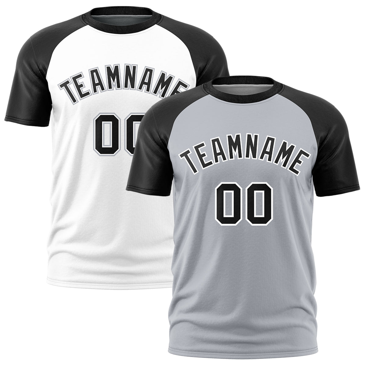 Custom Silver Black White Reversible Raglan Sleeves Quick Dry T-shirt| KXKSHOP