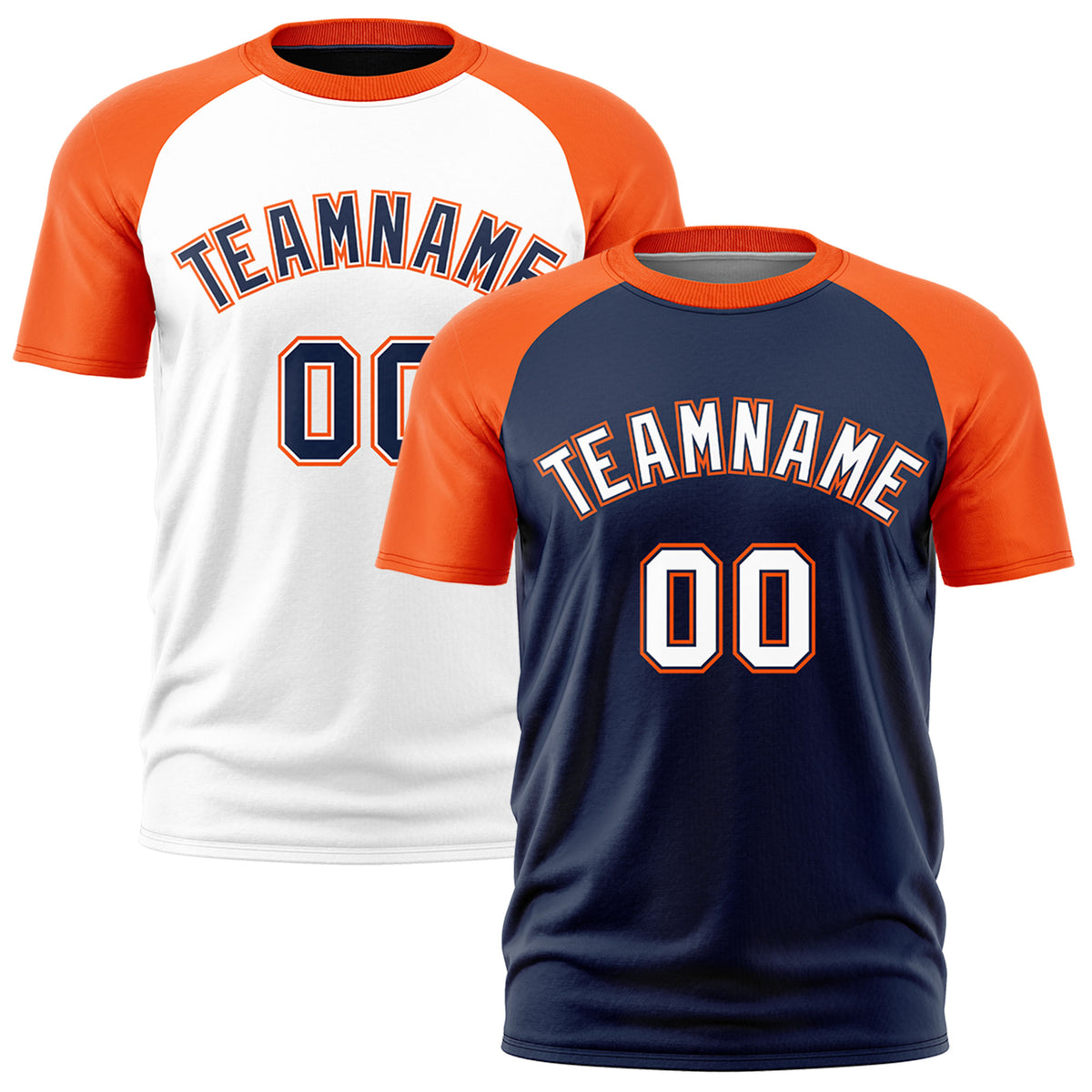 Custom Navy Orange White Reversible Raglan Sleeves Moisture-Wicking T-shirt| KXKSHOP