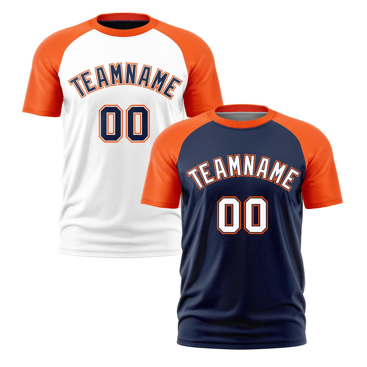 Custom Navy Orange White Reversible Raglan Sleeves Moisture-Wicking T-shirt| KXKSHOP