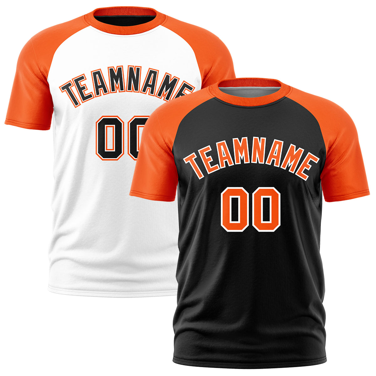 Custom Black Orange White Reversible Raglan Sleeves Quick Dry T-shirt| KXKSHOP