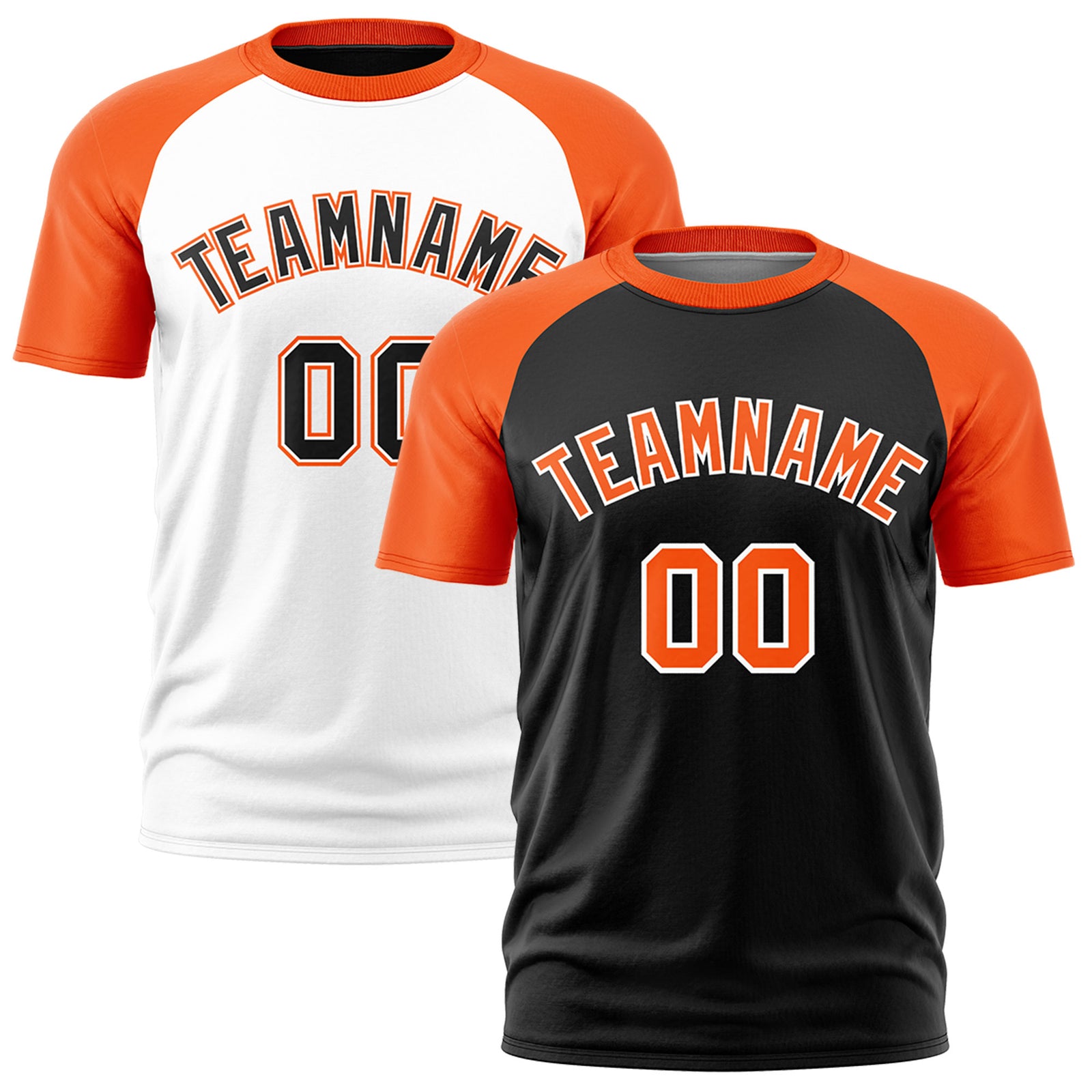 Custom Black Orange White Reversible Raglan Sleeves Quick Dry T-shirt| KXKSHOP