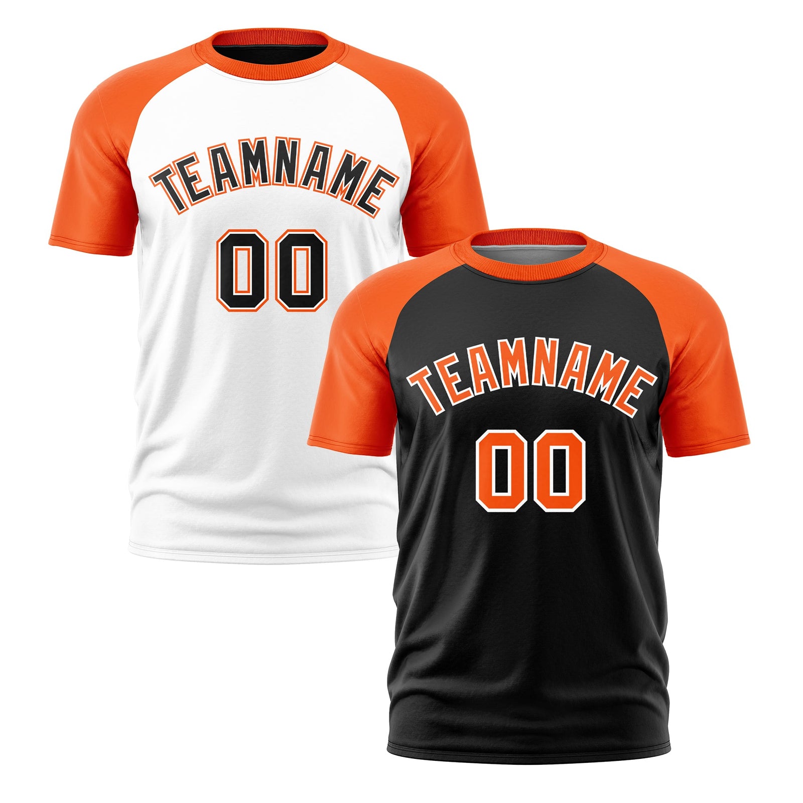 Custom Black Orange White Reversible Raglan Sleeves Quick Dry T-shirt| KXKSHOP