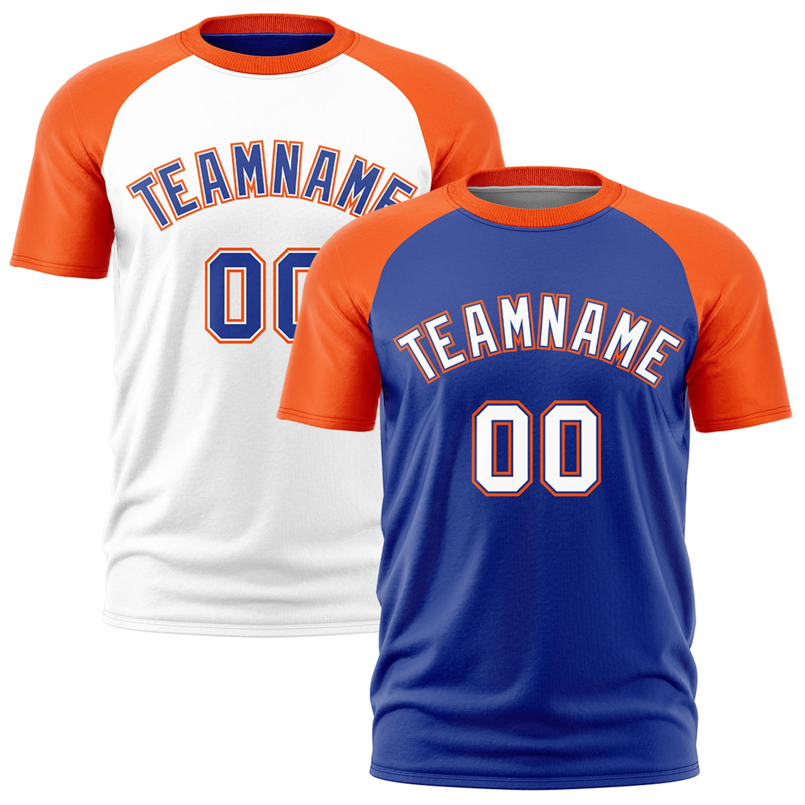 Custom Royal Blue Orange White Reversible Raglan Sleeves Moisture-Wicking T-shirt| KXKSHOP