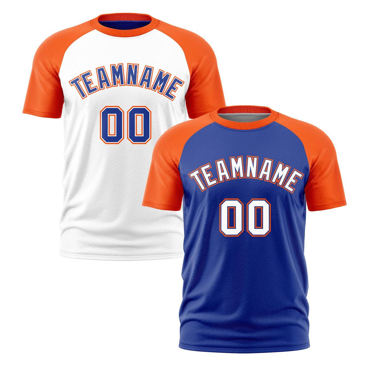 Custom Royal Blue Orange White Reversible Raglan Sleeves Moisture-Wicking T-shirt| KXKSHOP