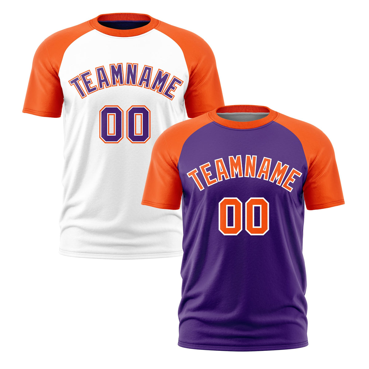 Custom Purple Orange White Reversible Raglan Sleeves Moisture-Wicking T-shirt| KXKSHOP