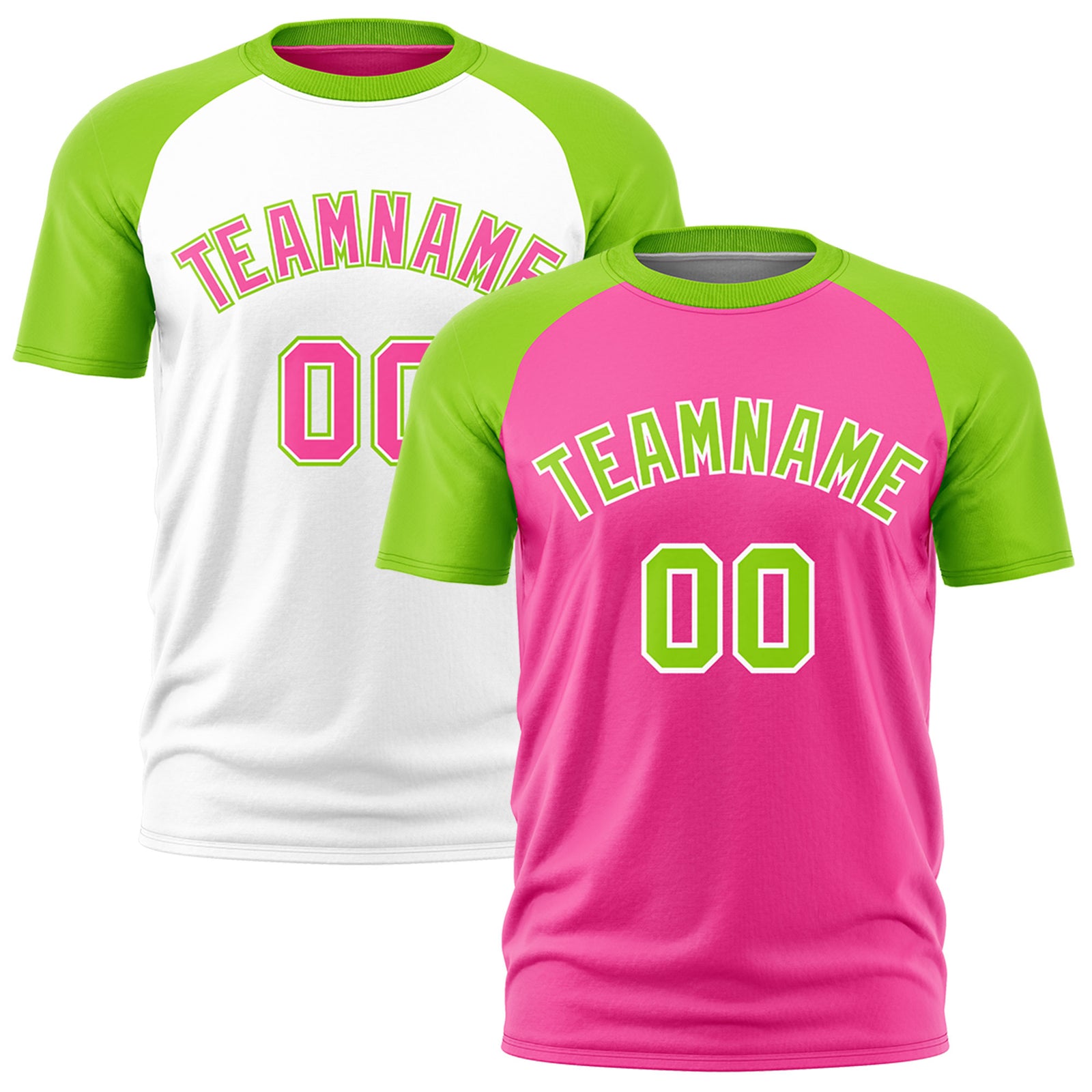 Custom Pink Neon Green White Reversible Raglan Sleeves Quick Dry T-shirt| KXKSHOP