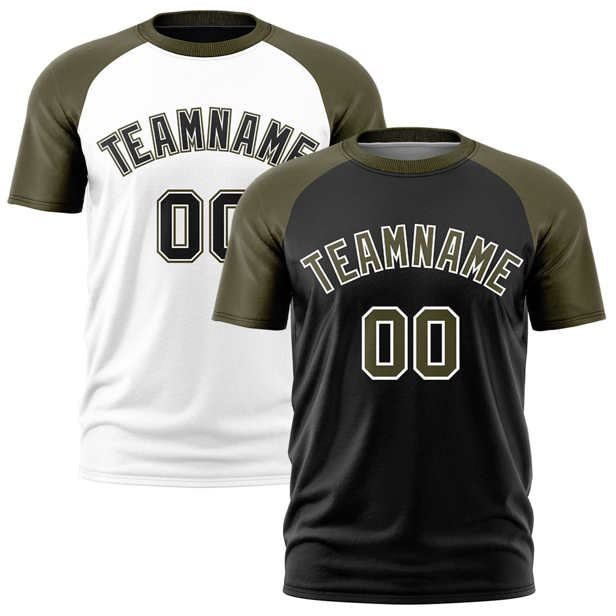 Custom Black Olive White Reversible Raglan Sleeves Quick Dry T-shirt| KXKSHOP