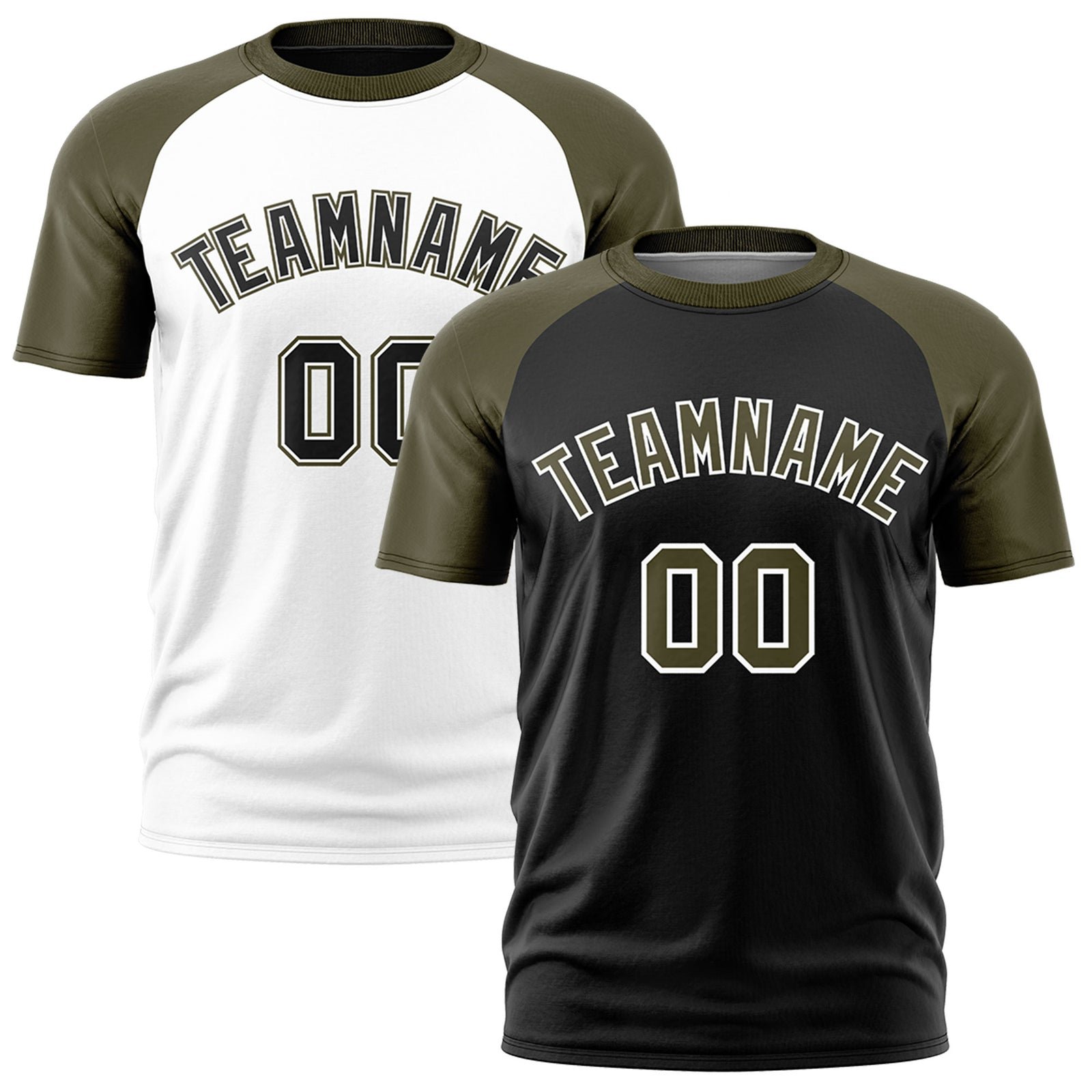 Custom Black Olive White Reversible Raglan Sleeves Quick Dry T-shirt| KXKSHOP