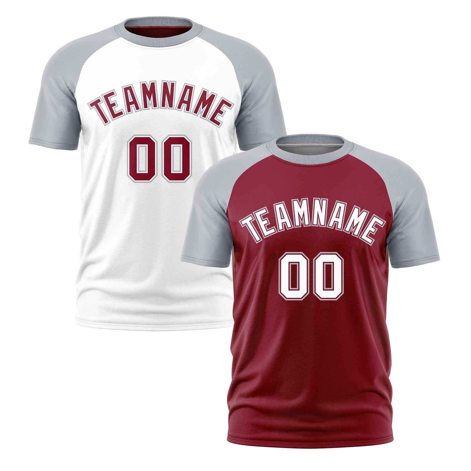 Custom Crimson Silver White Reversible Raglan Sleeves Moisture-Wicking T-shirt| KXKSHOP