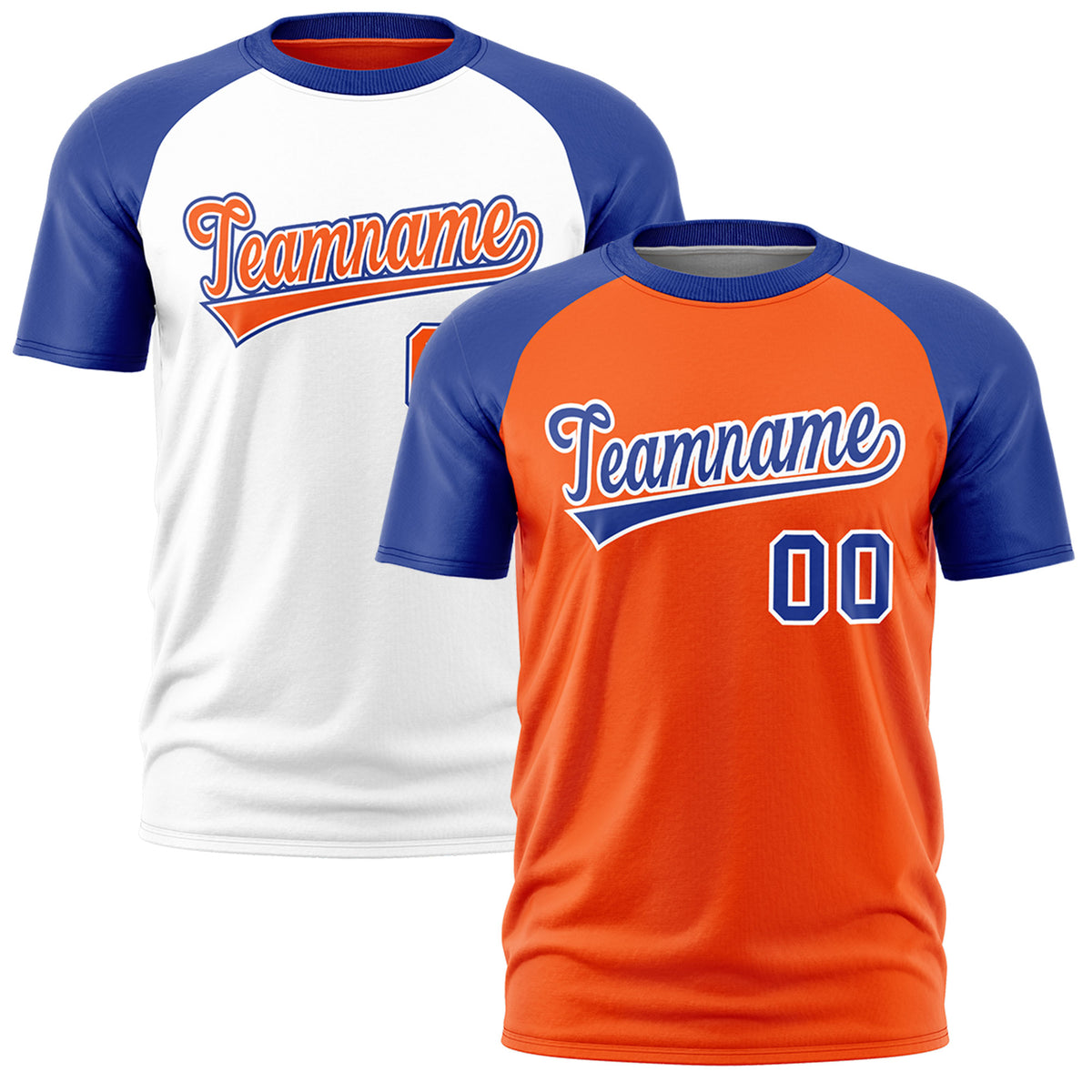 Custom Orange Royal Blue White Reversible Raglan Sleeves Quick Dry T-shirt| KXKSHOP