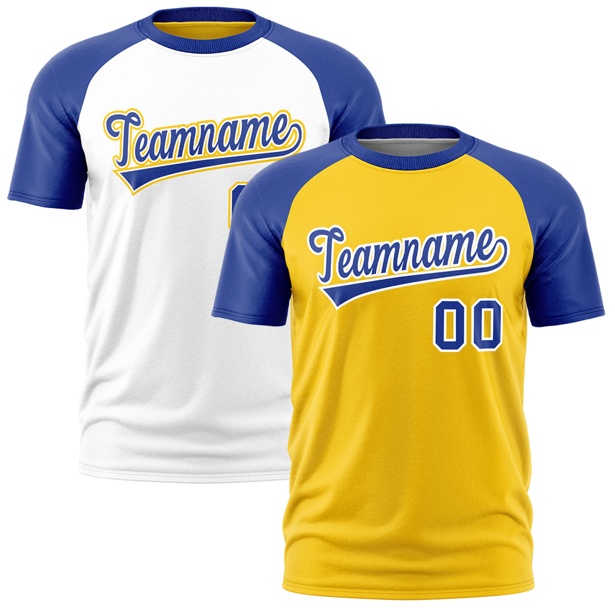 Custom Gold Royal Blue White Reversible Raglan Sleeves Moisture-Wicking T-shirt| KXKSHOP
