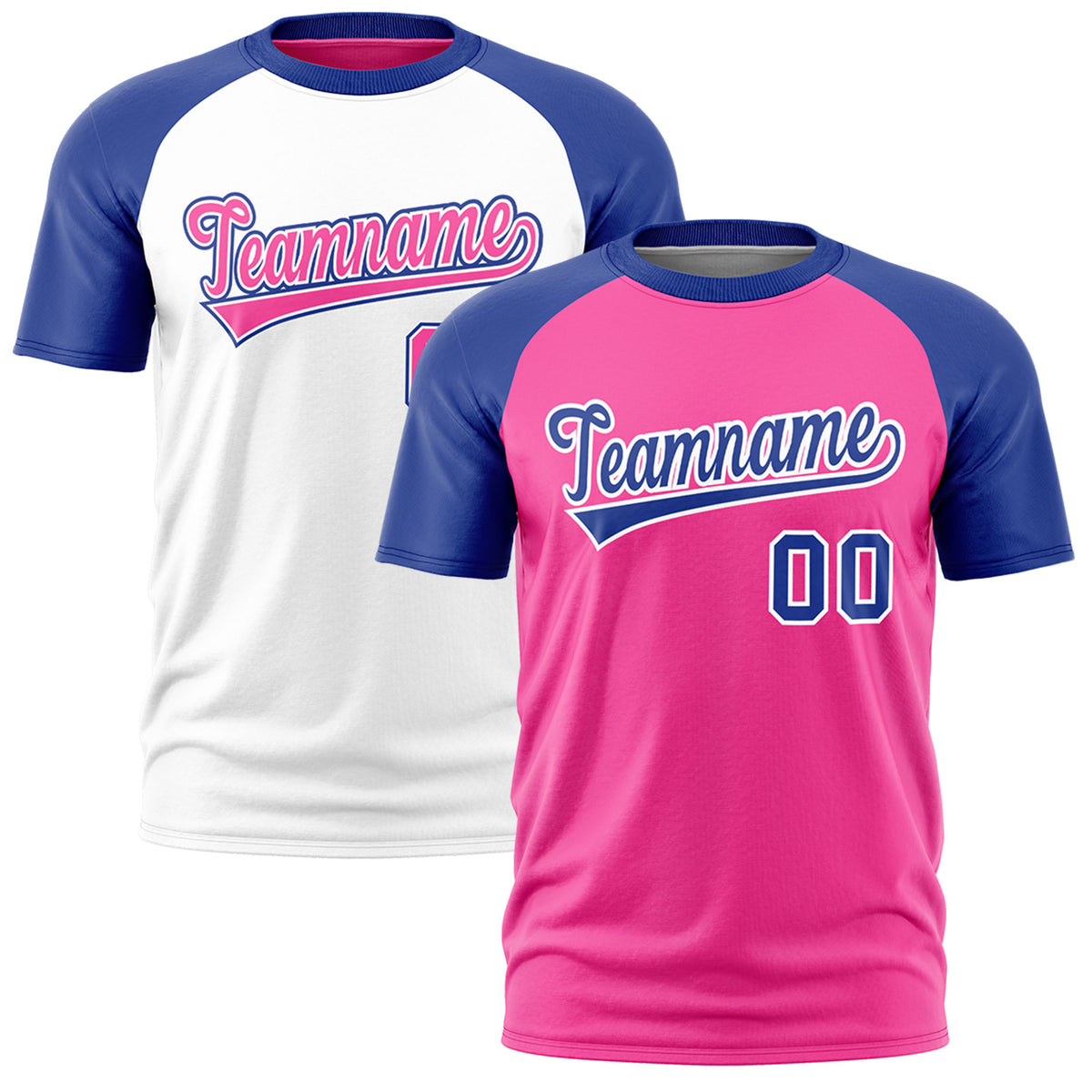 Custom Pink White Royal Blue Reversible Raglan Sleeves Quick Dry T-shirt| KXKSHOP