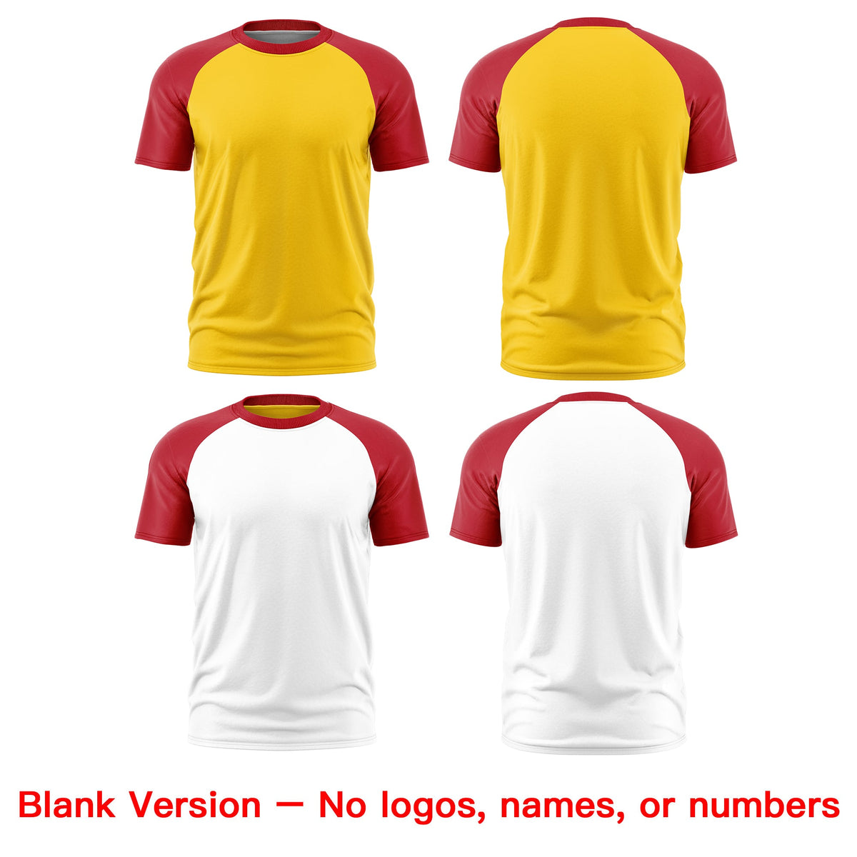 Custom Gold Red White Reversible Raglan Sleeves Moisture-Wicking T-shirt| KXKSHOP