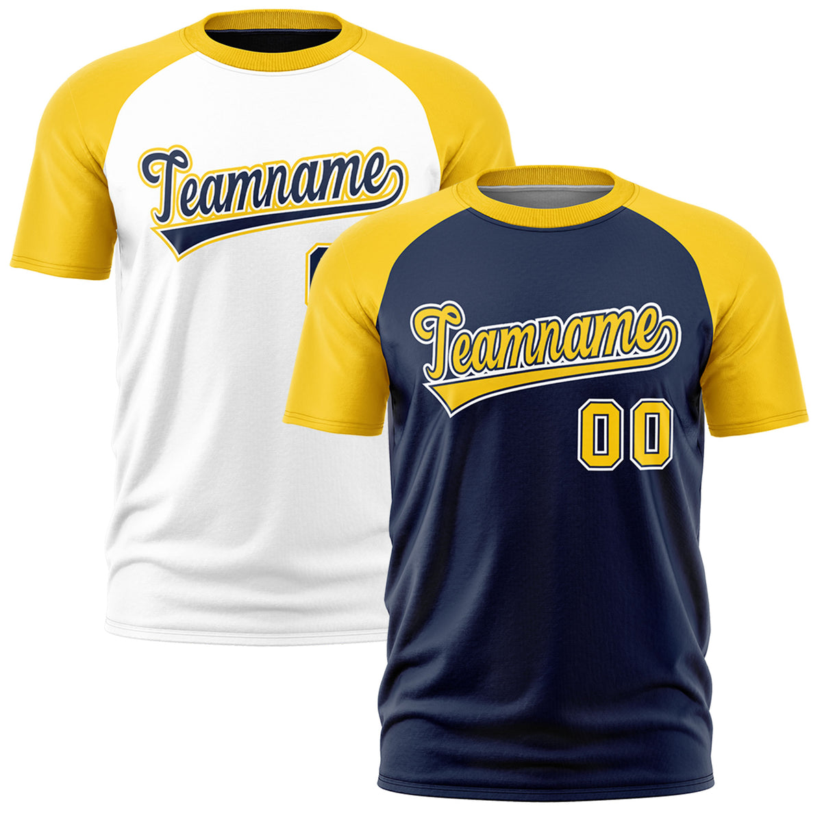 Custom Navy Gold White Reversible Raglan Sleeves Quick Dry T-shirt| KXKSHOP