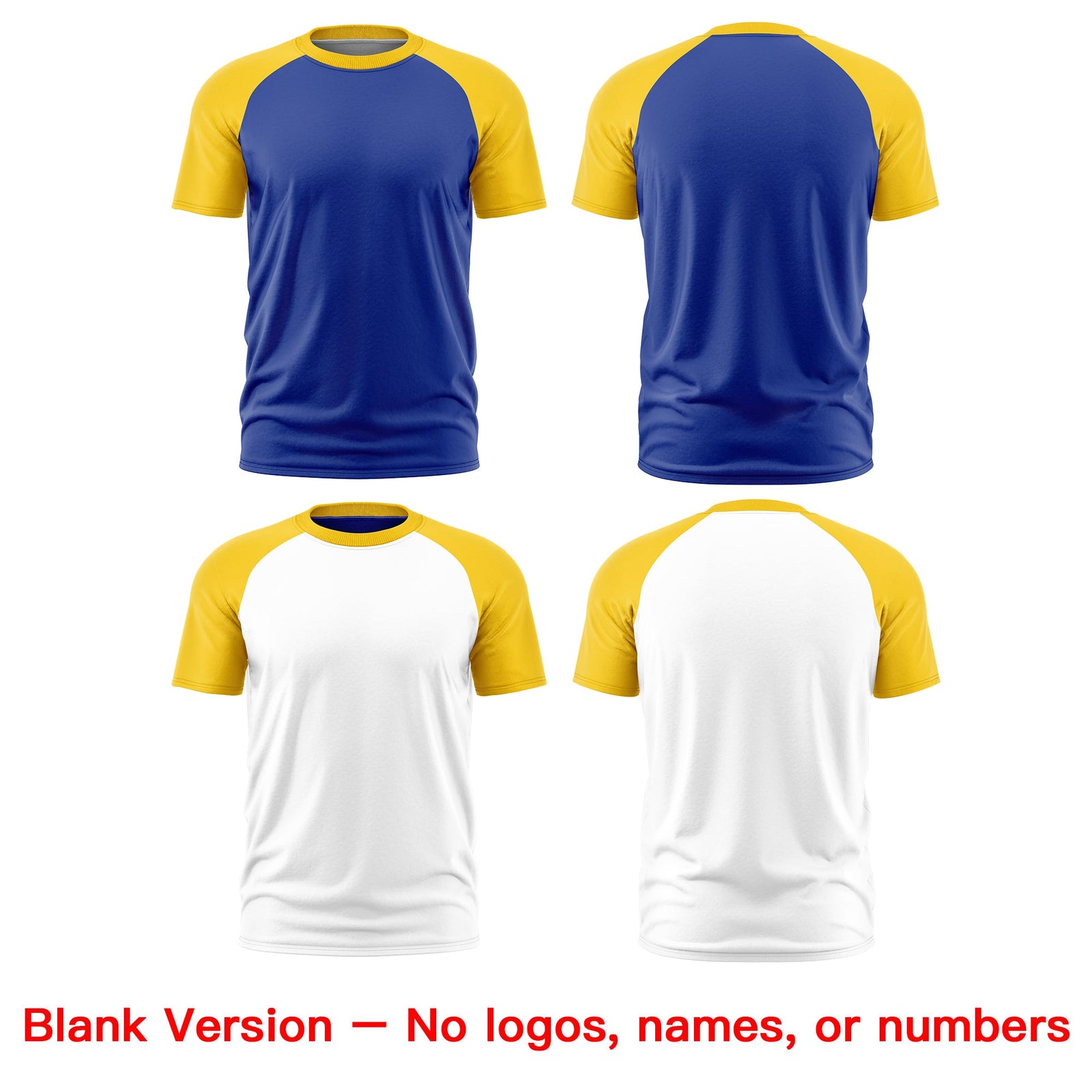 Custom Royal Blue Gold White Reversible Raglan Sleeves Quick Dry T-shirt| KXKSHOP