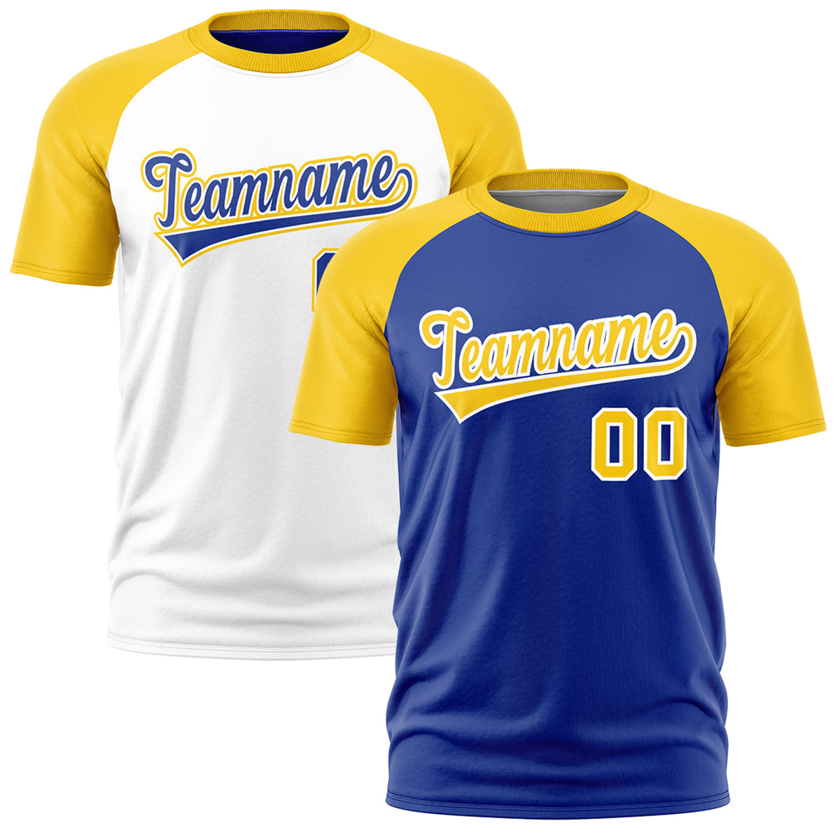 Custom Royal Blue Gold White Reversible Raglan Sleeves Quick Dry T-shirt| KXKSHOP