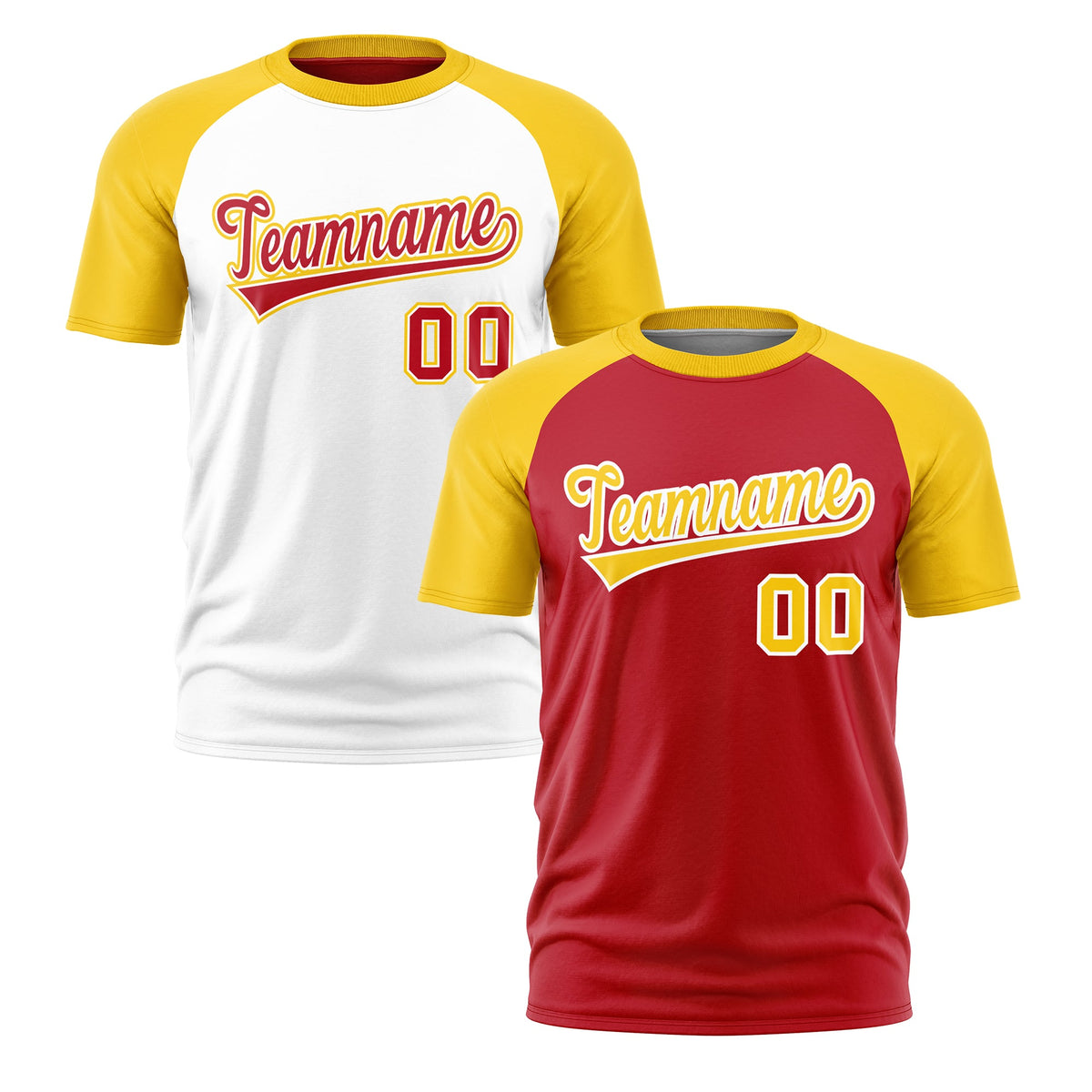 Custom Red Gold White Reversible Raglan Sleeves Moisture-Wicking T-shirt| KXKSHOP