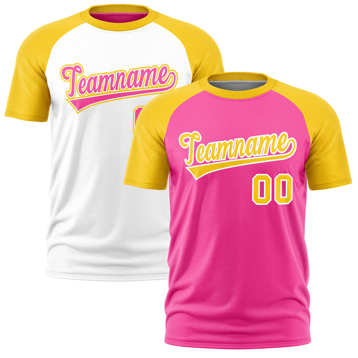 Custom Pink Gold White Reversible Raglan Sleeves Quick Dry T-shirt| KXKSHOP
