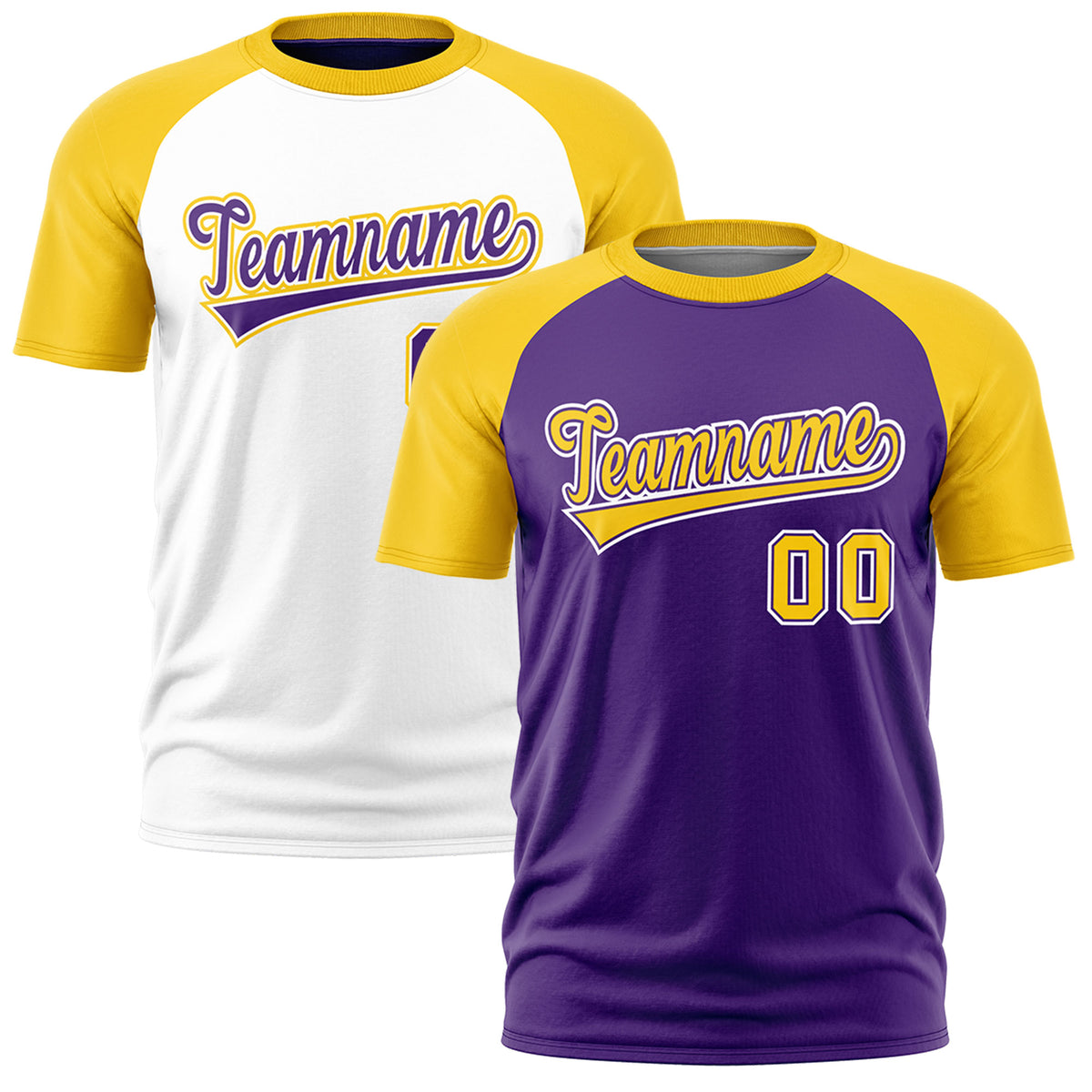 Custom Purple Gold White Reversible Raglan Sleeves Quick Dry T-shirt| KXKSHOP