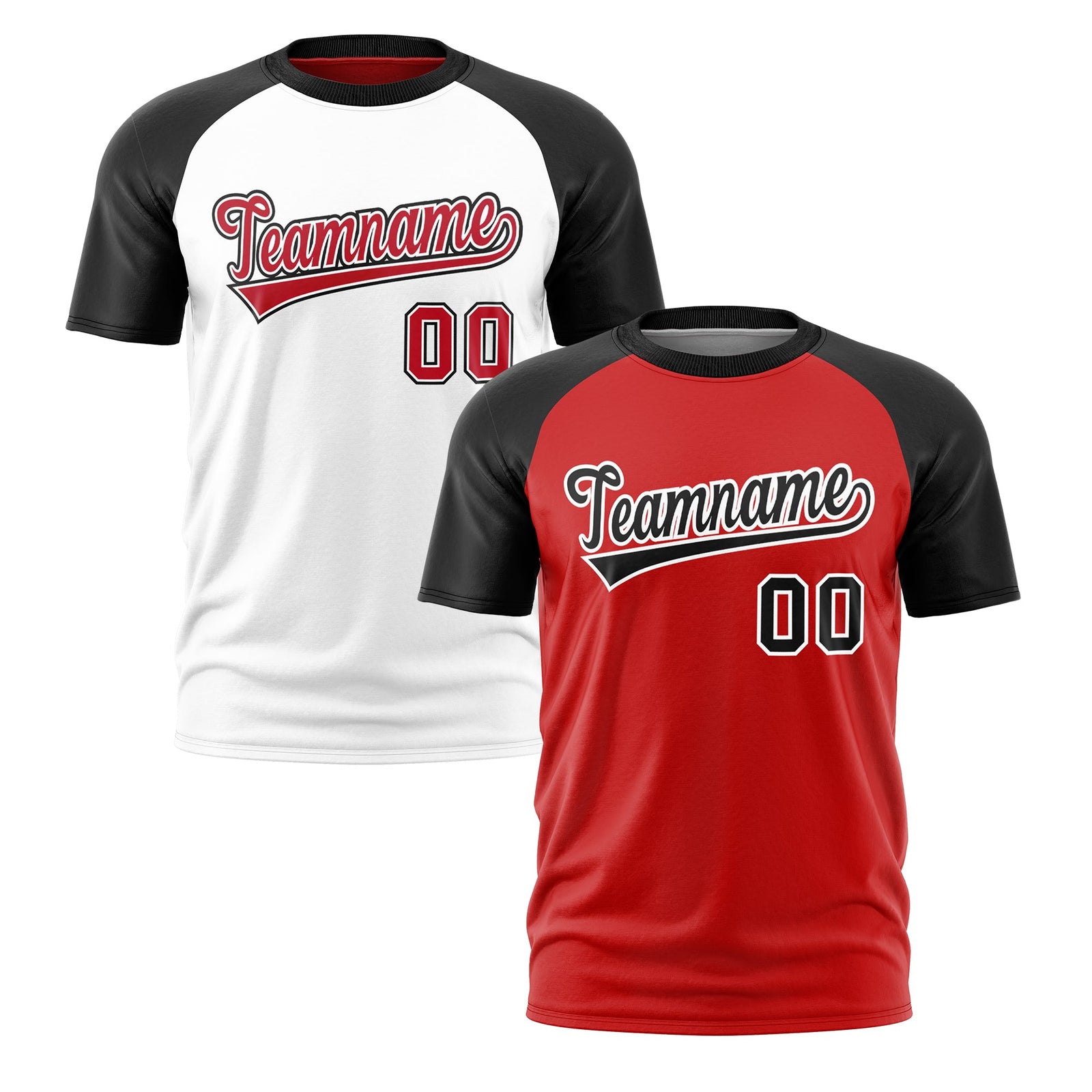 Custom Red Black White Reversible Raglan Sleeves Quick Dry T-shirt| KXKSHOP