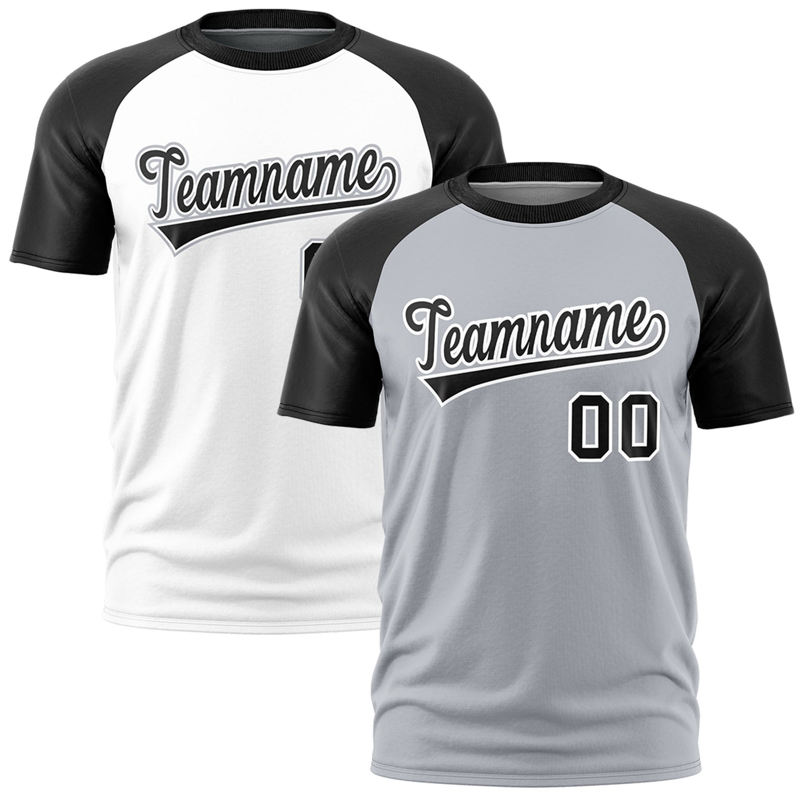 Custom Silver Black White Reversible Raglan Sleeves Quick Dry T-shirt| KXKSHOP