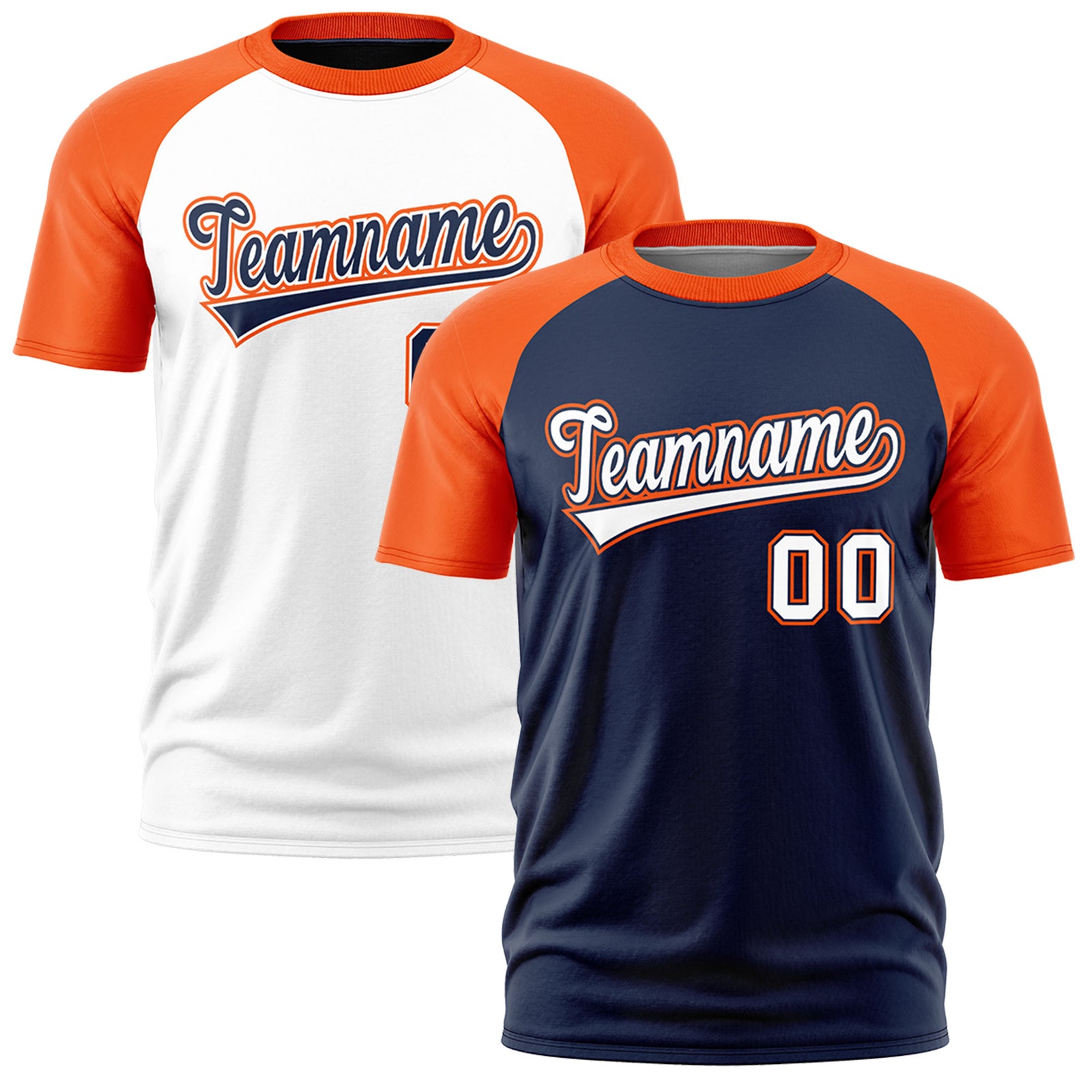 Custom Navy Orange White Reversible Raglan Sleeves Moisture-Wicking T-shirt| KXKSHOP