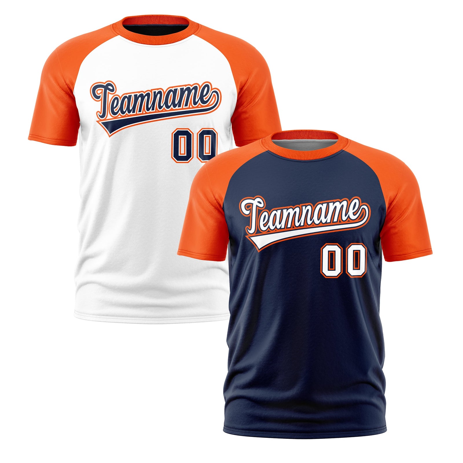 Custom Navy Orange White Reversible Raglan Sleeves Moisture-Wicking T-shirt| KXKSHOP