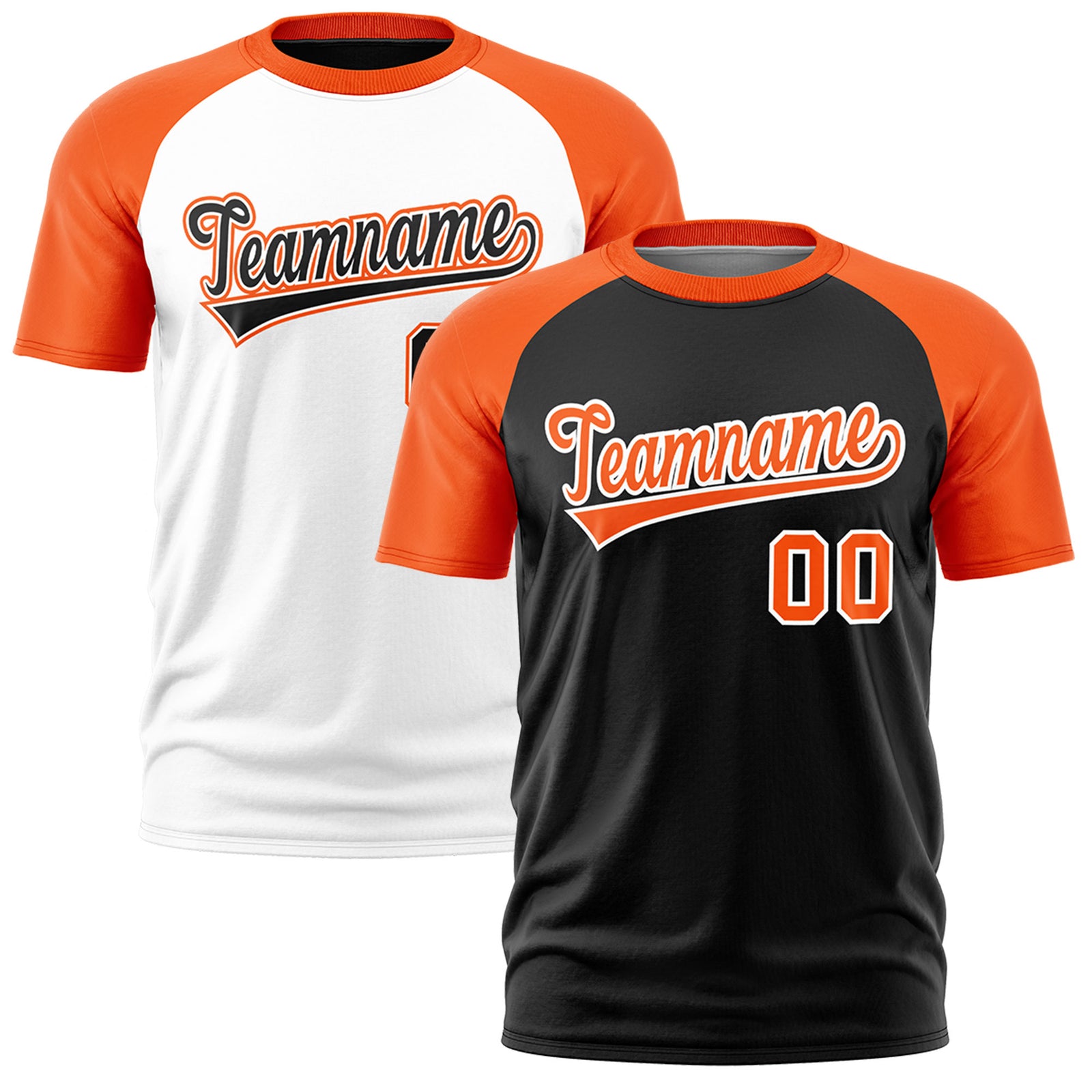 Custom Black Orange White Reversible Raglan Sleeves Quick Dry T-shirt| KXKSHOP