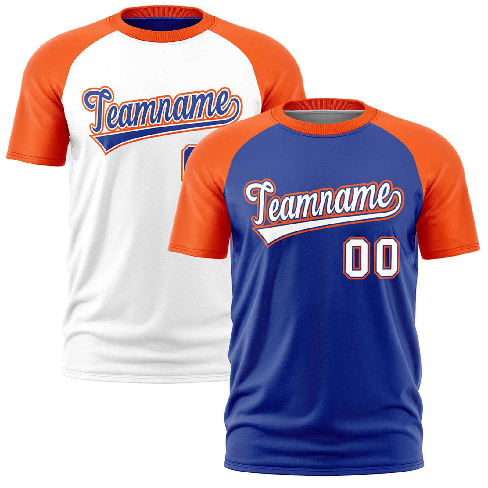Custom Royal Blue Orange White Reversible Raglan Sleeves Moisture-Wicking T-shirt| KXKSHOP