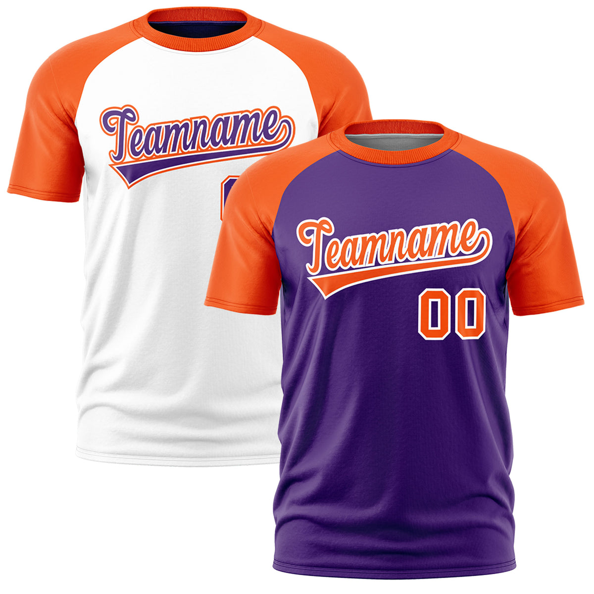 Custom Purple Orange White Reversible Raglan Sleeves Moisture-Wicking T-shirt| KXKSHOP