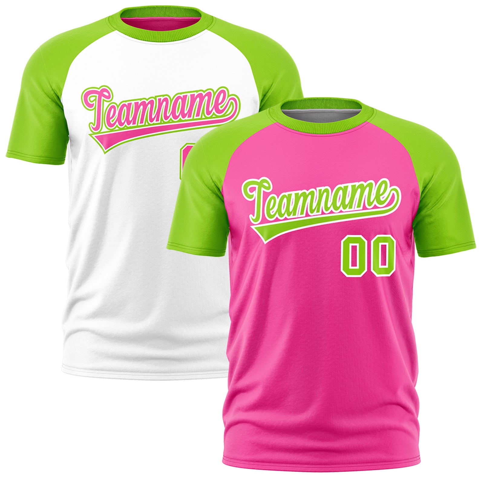 Custom Pink Neon Green White Reversible Raglan Sleeves Quick Dry T-shirt| KXKSHOP