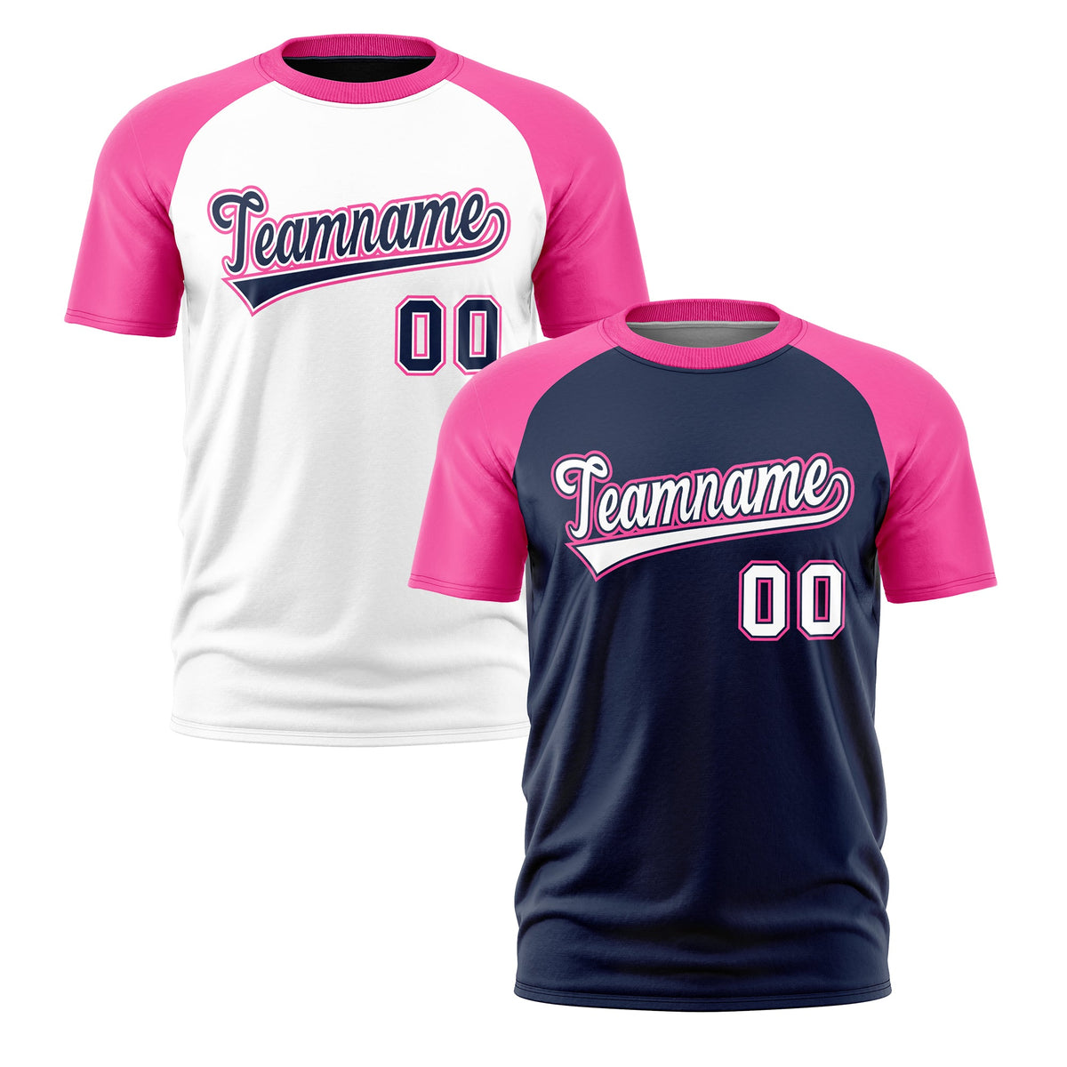 Custom White Pink Navy Reversible Raglan Sleeves Moisture-Wicking T-shirt| KXKSHOP