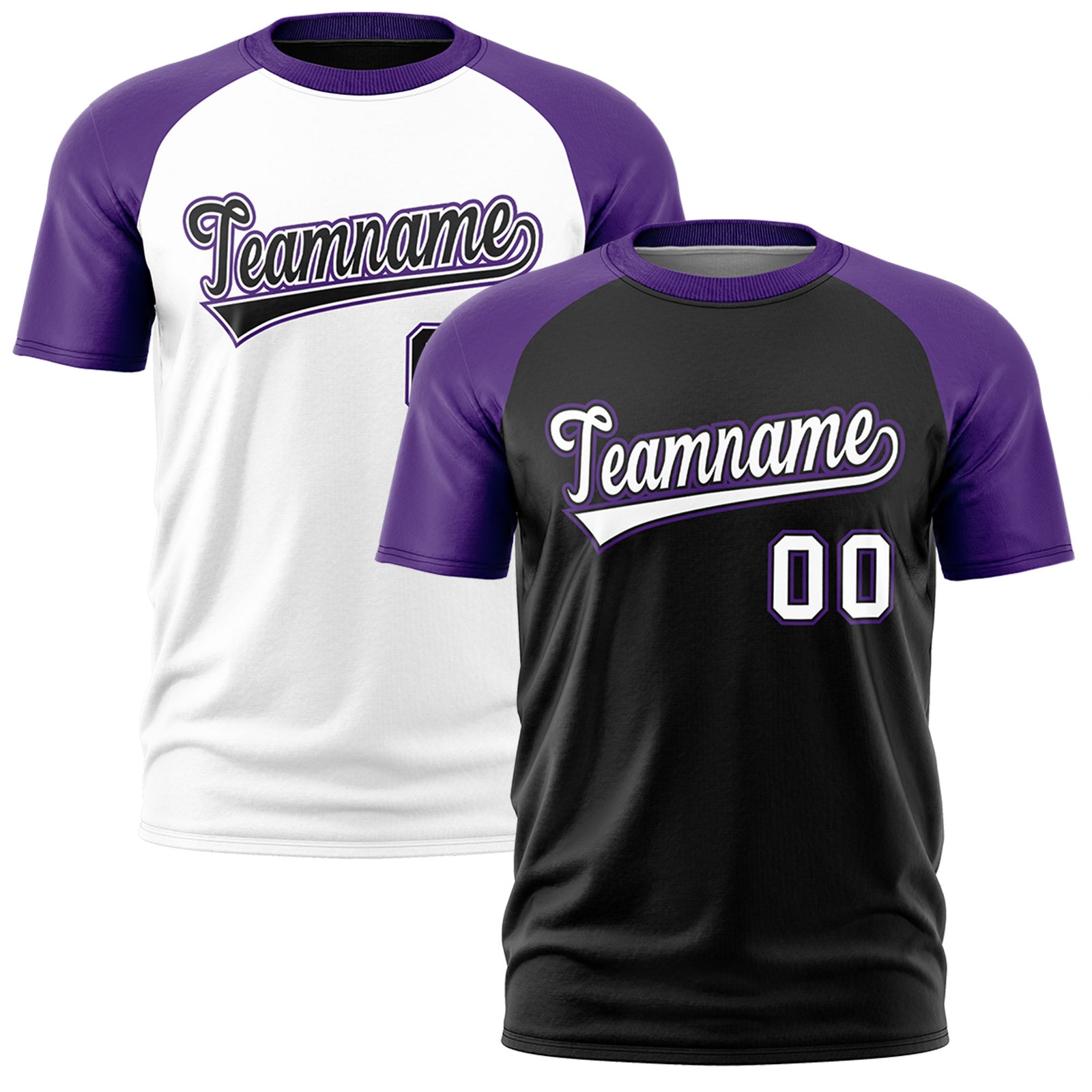 Custom Black Purple White Reversible Raglan Sleeves Moisture-Wicking T-shirt| KXKSHOP