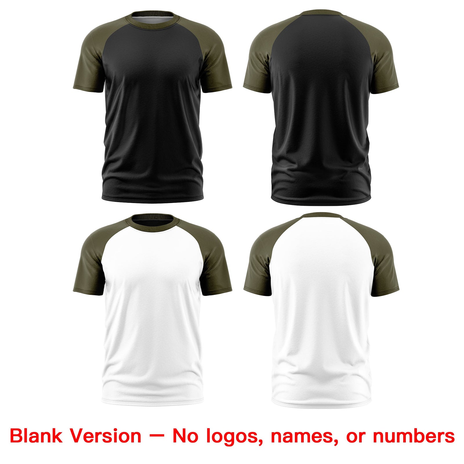 Custom Black Olive White Reversible Raglan Sleeves Quick Dry T-shirt| KXKSHOP