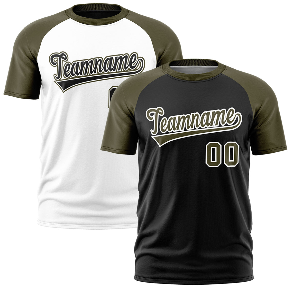 Custom Black Olive White Reversible Raglan Sleeves Quick Dry T-shirt| KXKSHOP