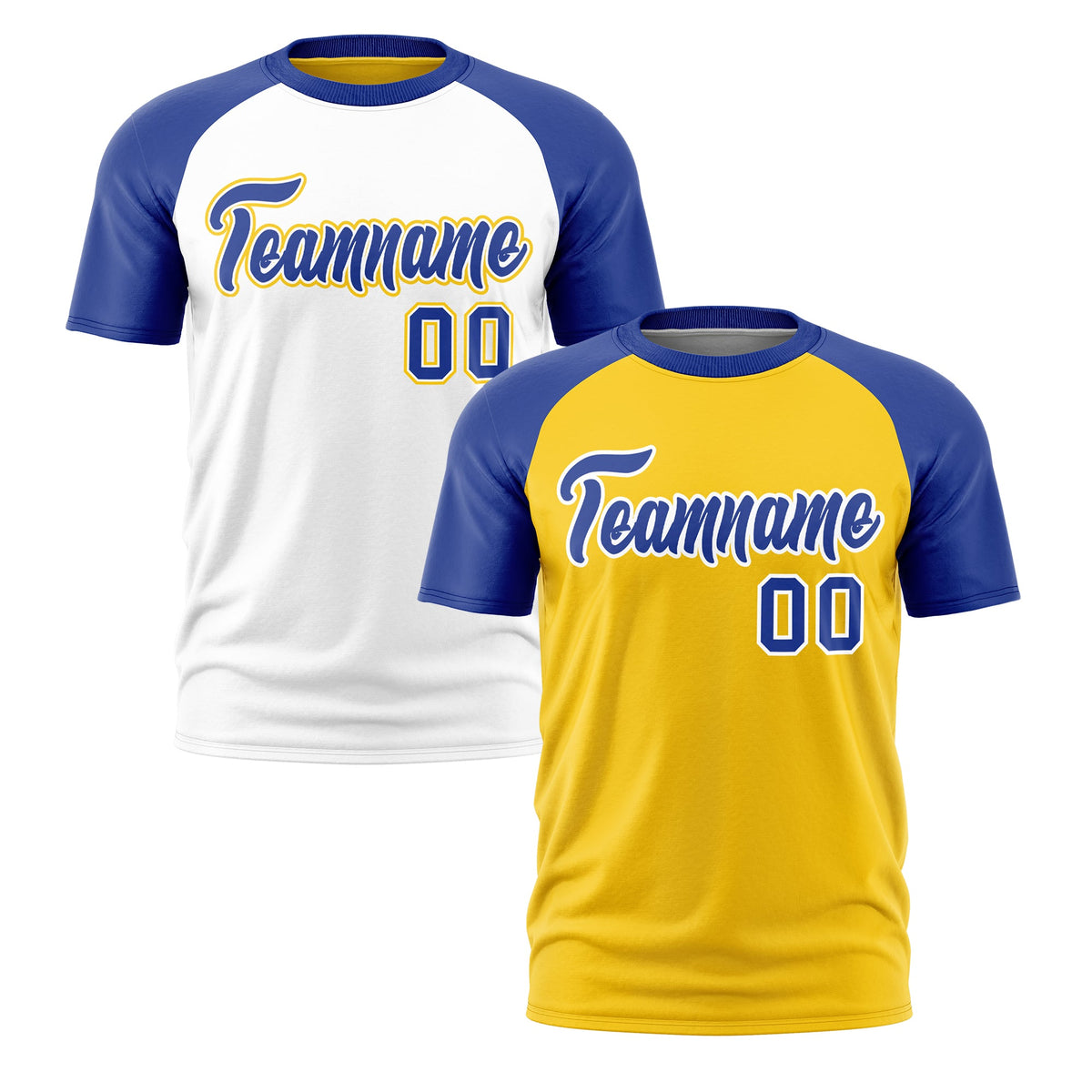 Custom Gold Royal Blue White Reversible Raglan Sleeves Moisture-Wicking T-shirt| KXKSHOP